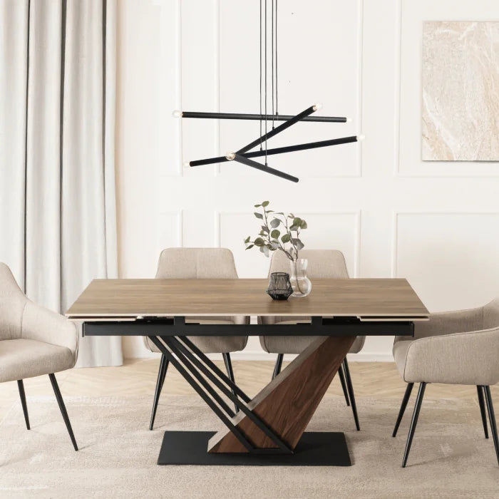 Elite REX Extendable Rectangular Dining Table 160–220 cm Ceramic Dark Brown/Black Modern Loft