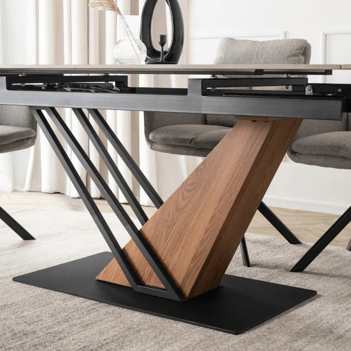 Elite REX 2 Ausziehbarer rechteckiger Esstisch 180–240 cm Keramik Weißmarmor/Schwarz Modern Loft