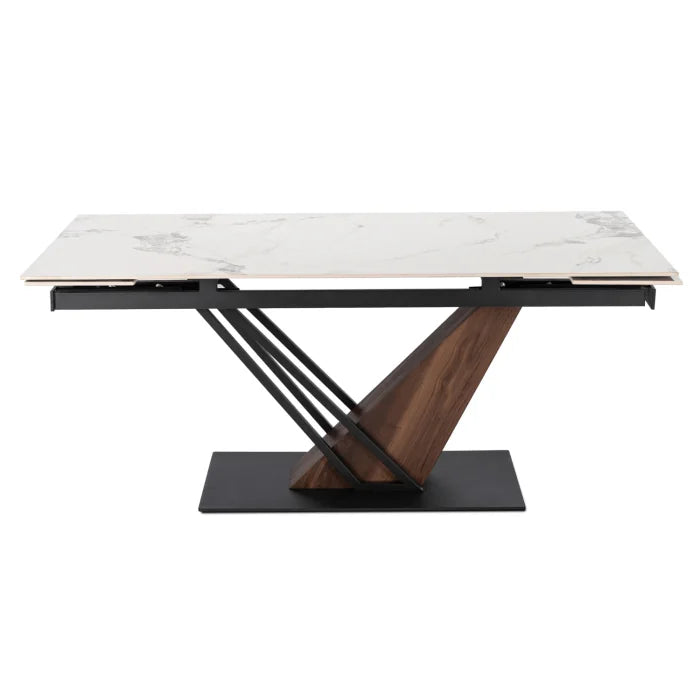 Elite REX 2 Extendable Rectangular Dining Table 180–240 cm Ceramic White Marble/Walnut Modern Loft