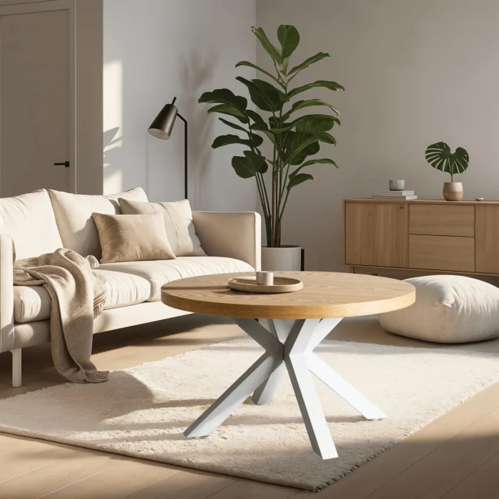 Elite LINCOLN Coffee Table 80 cm Golden Oak / White Scandinavian