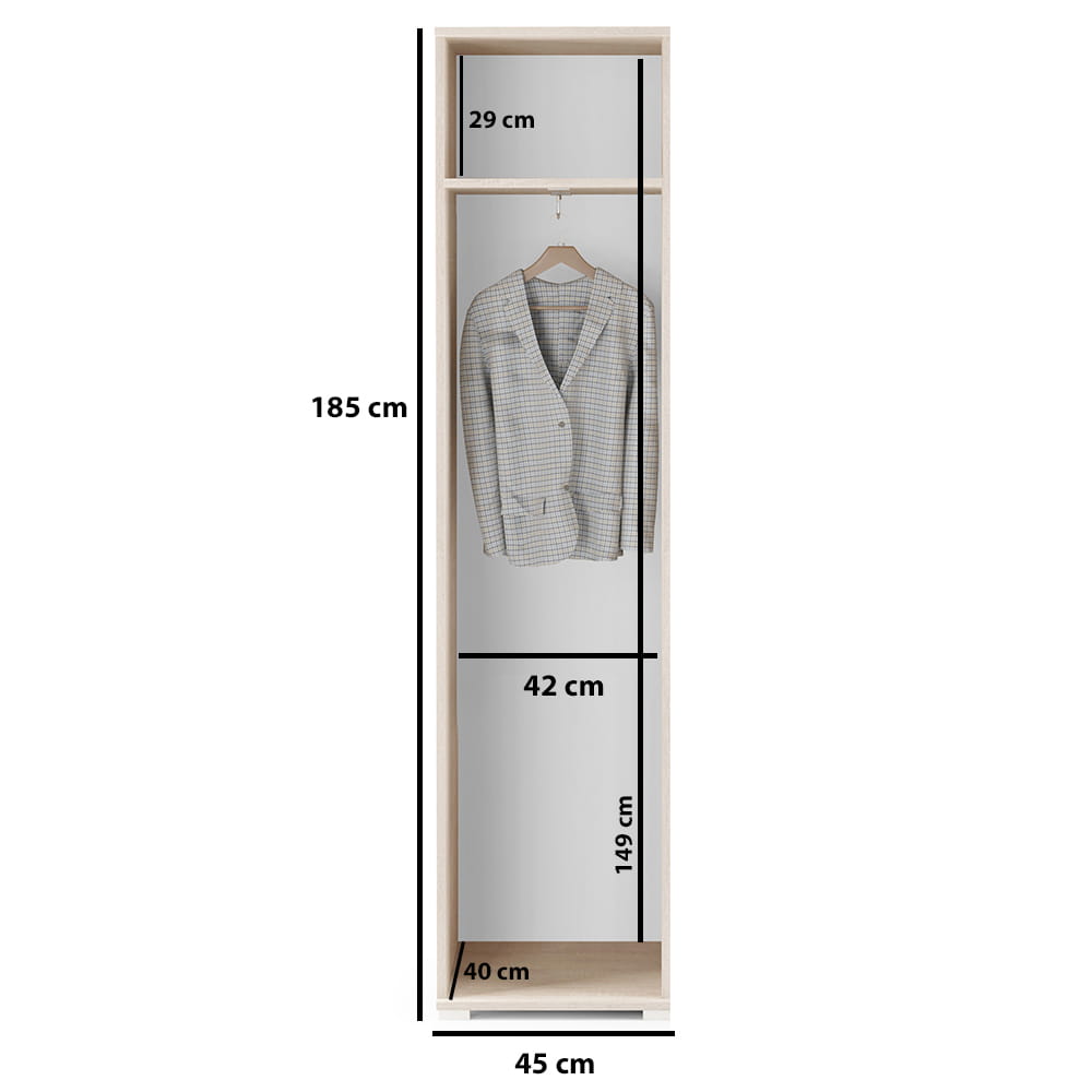 PK Emi 29 Hallway Wardrobe Graphite - Upholstered Panels in Various Colours