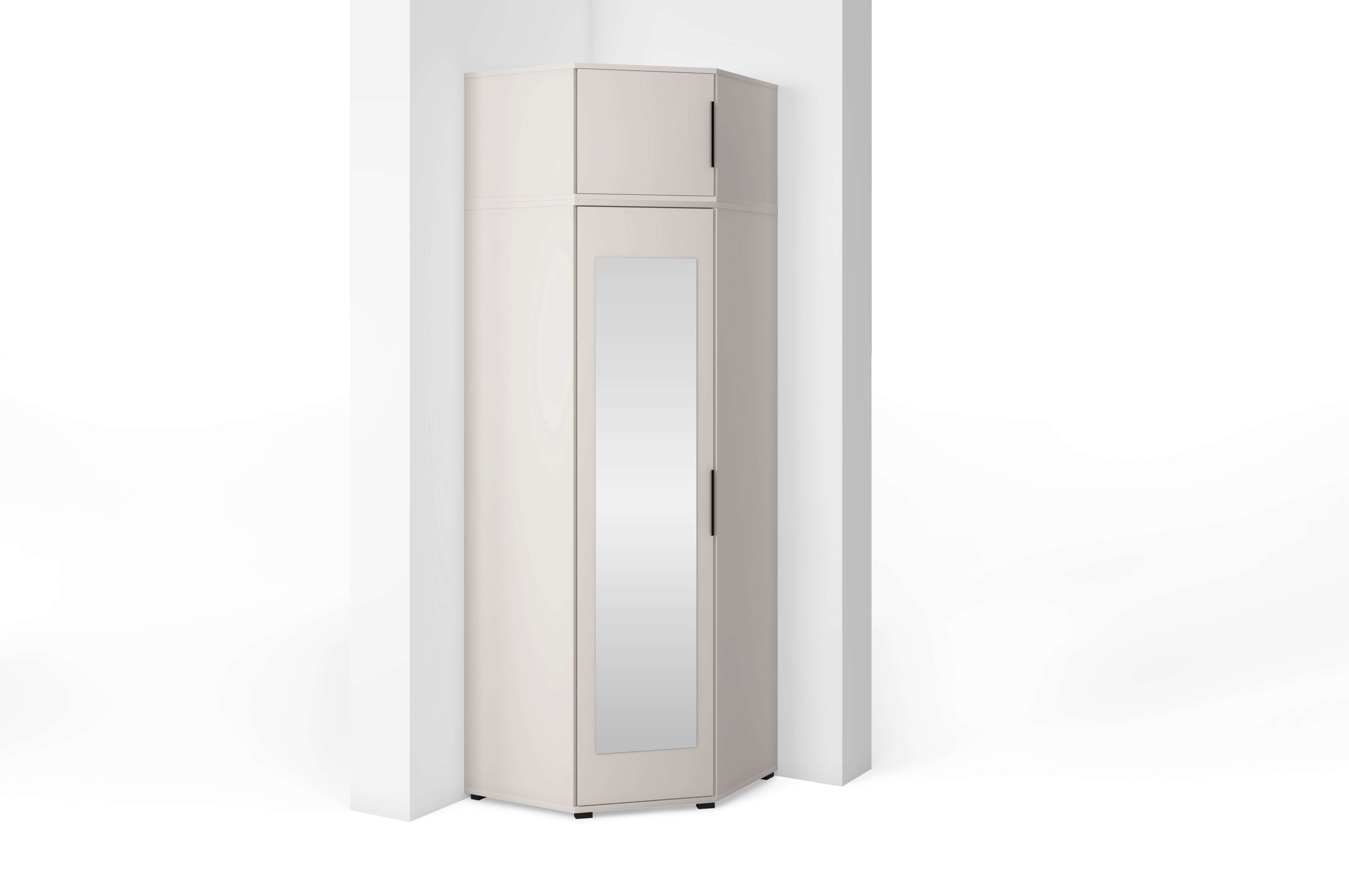 PK Bianco Eckkleiderschrank mit Aufsatzschrank – Kaschmir