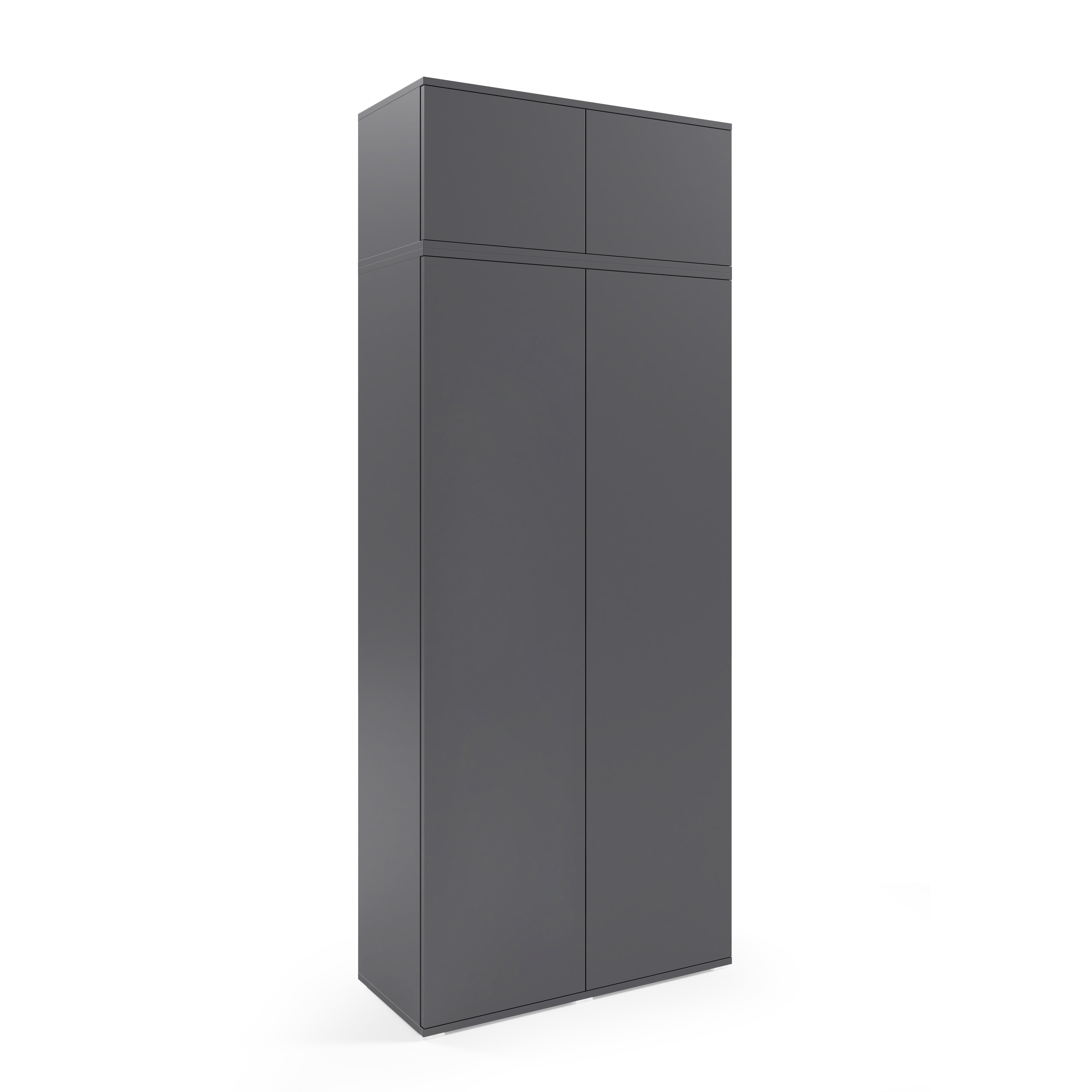 PK Emi 33 Hallway Wardrobe Graphite - Upholstered Panels in Various Colours