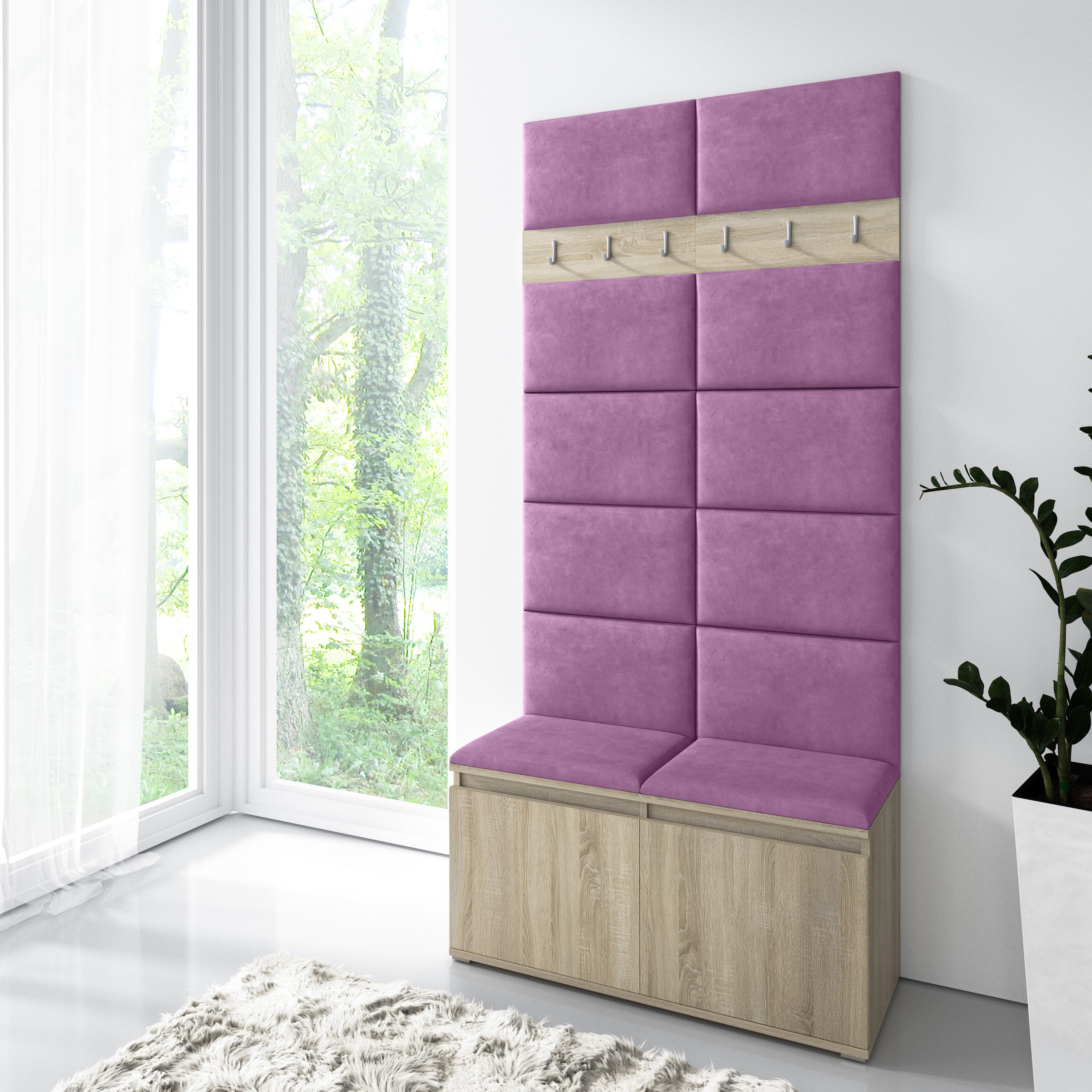 PK Emi 1 Hallway Wardrobe Sonoma - Upholstered Panels in Various Colours