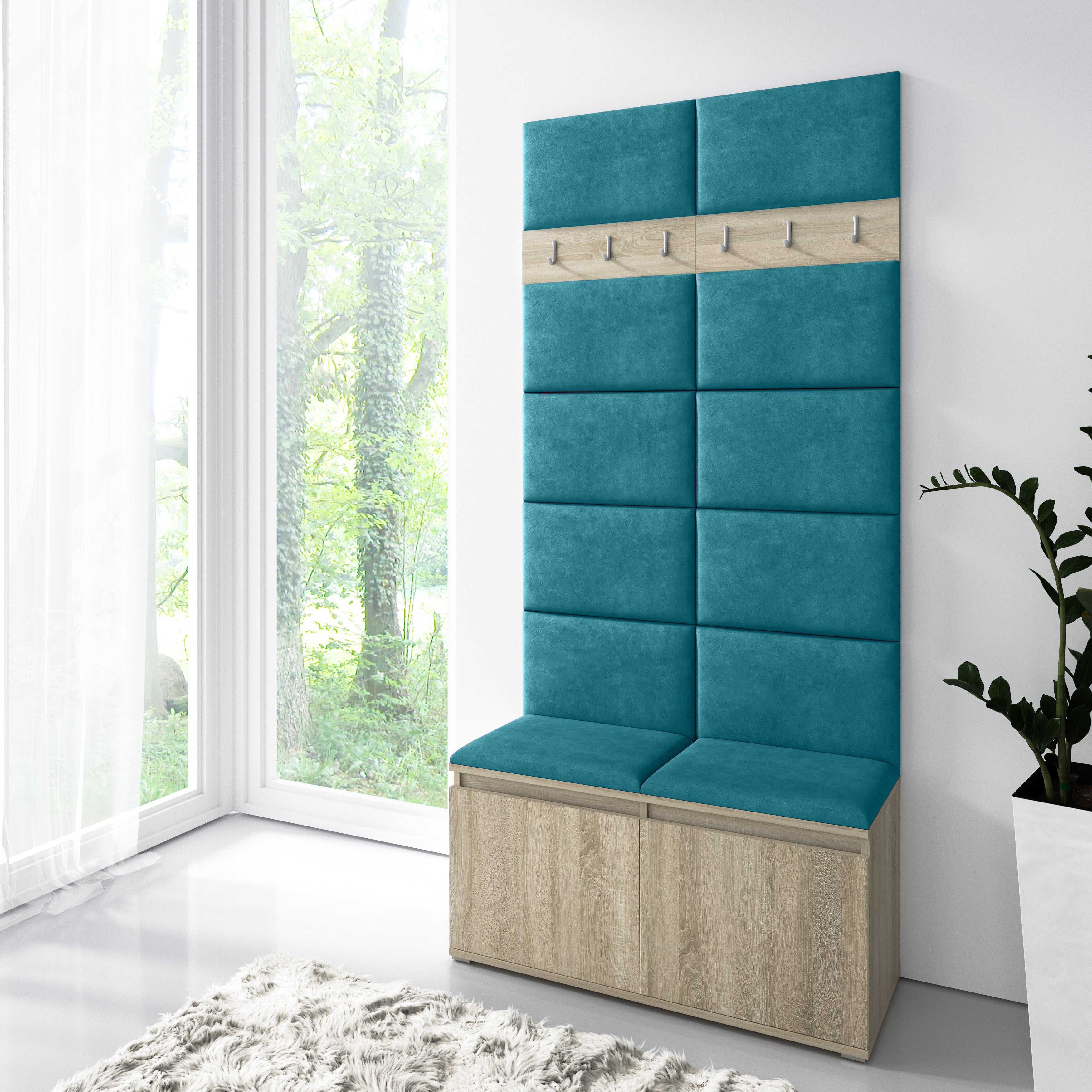 PK Emi 1 Hallway Wardrobe Sonoma - Upholstered Panels in Various Colours