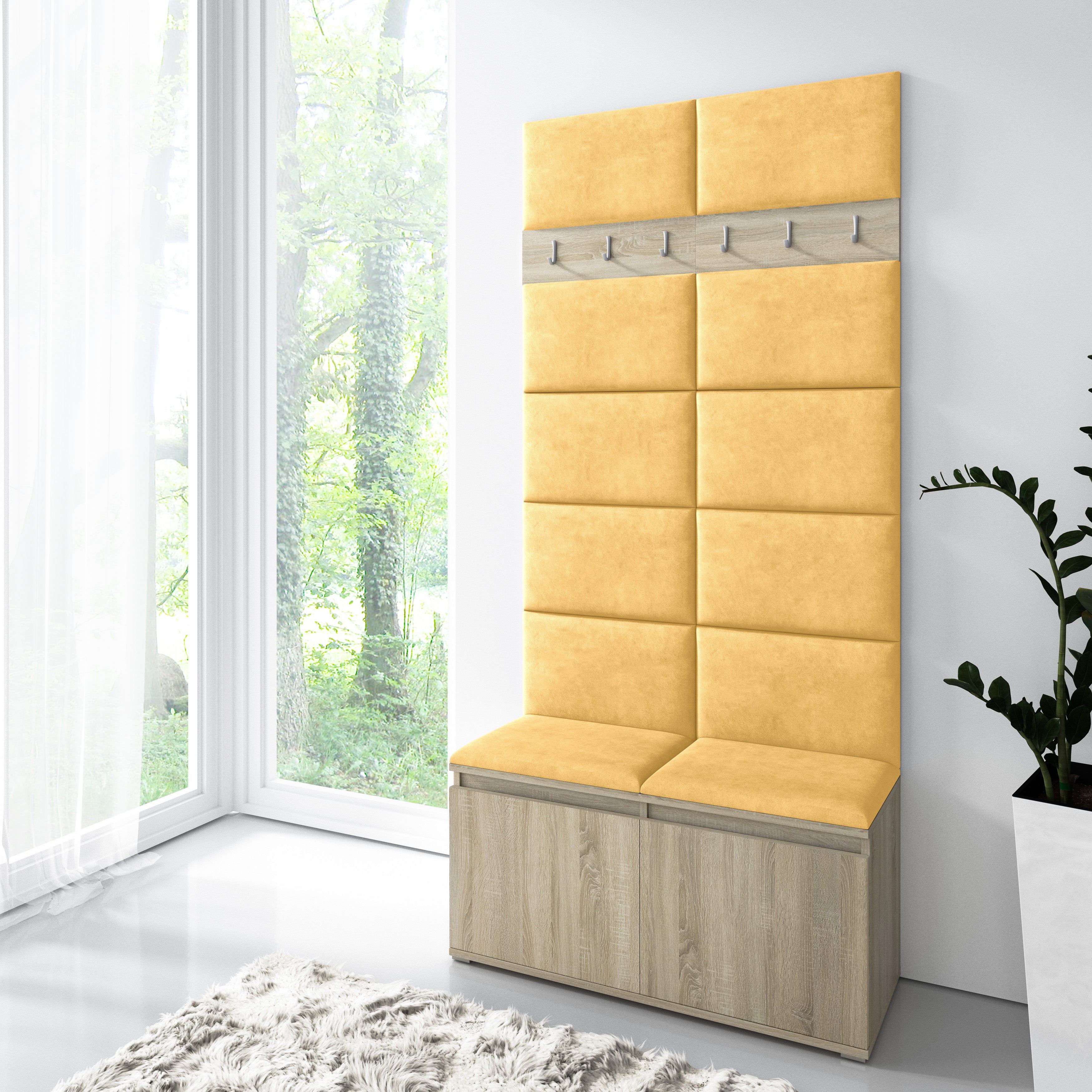 PK Emi 1 Hallway Wardrobe Sonoma - Upholstered Panels in Various Colours