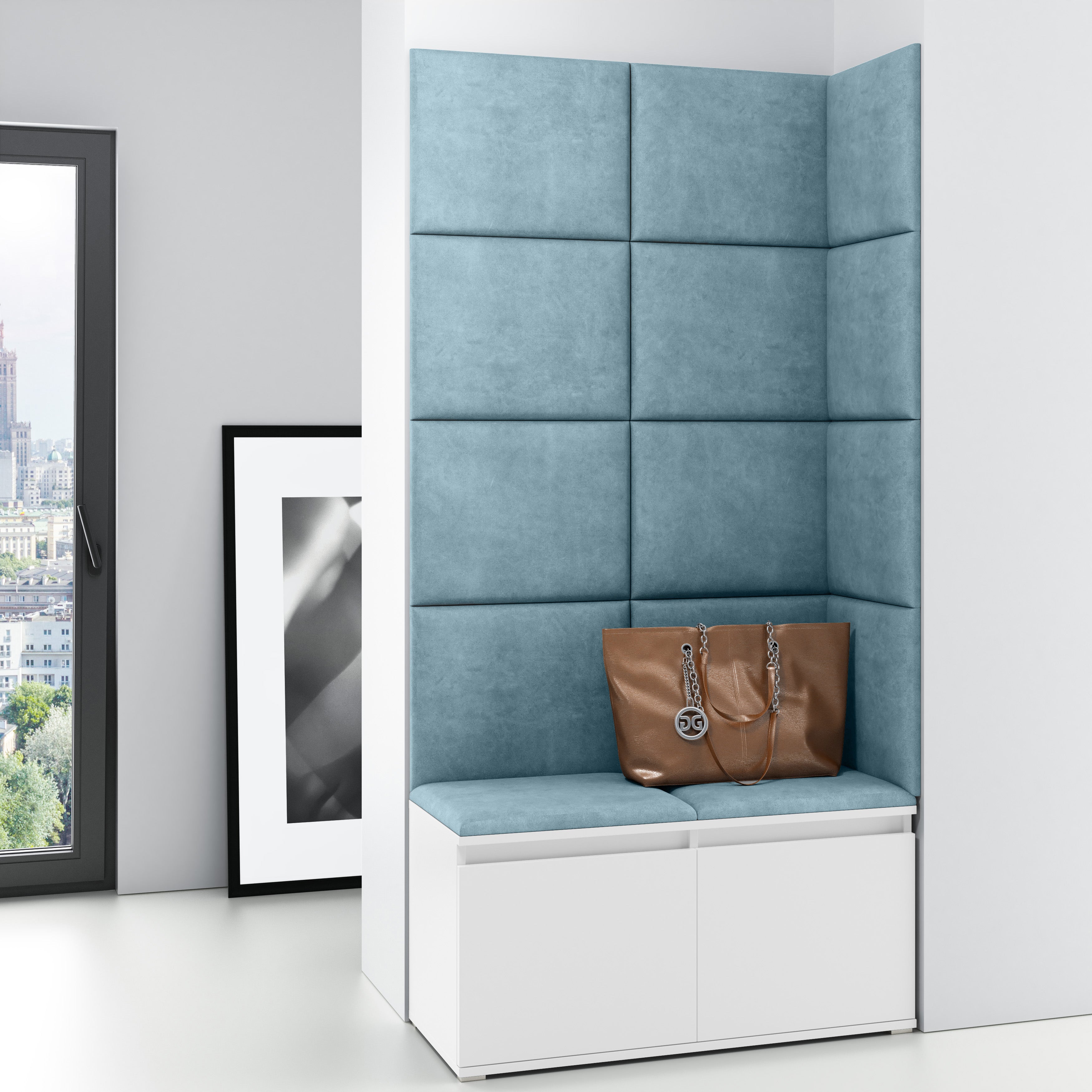 PK Emi 2 Hallway Wardrobe White - Upholstered Panels in Various Colours