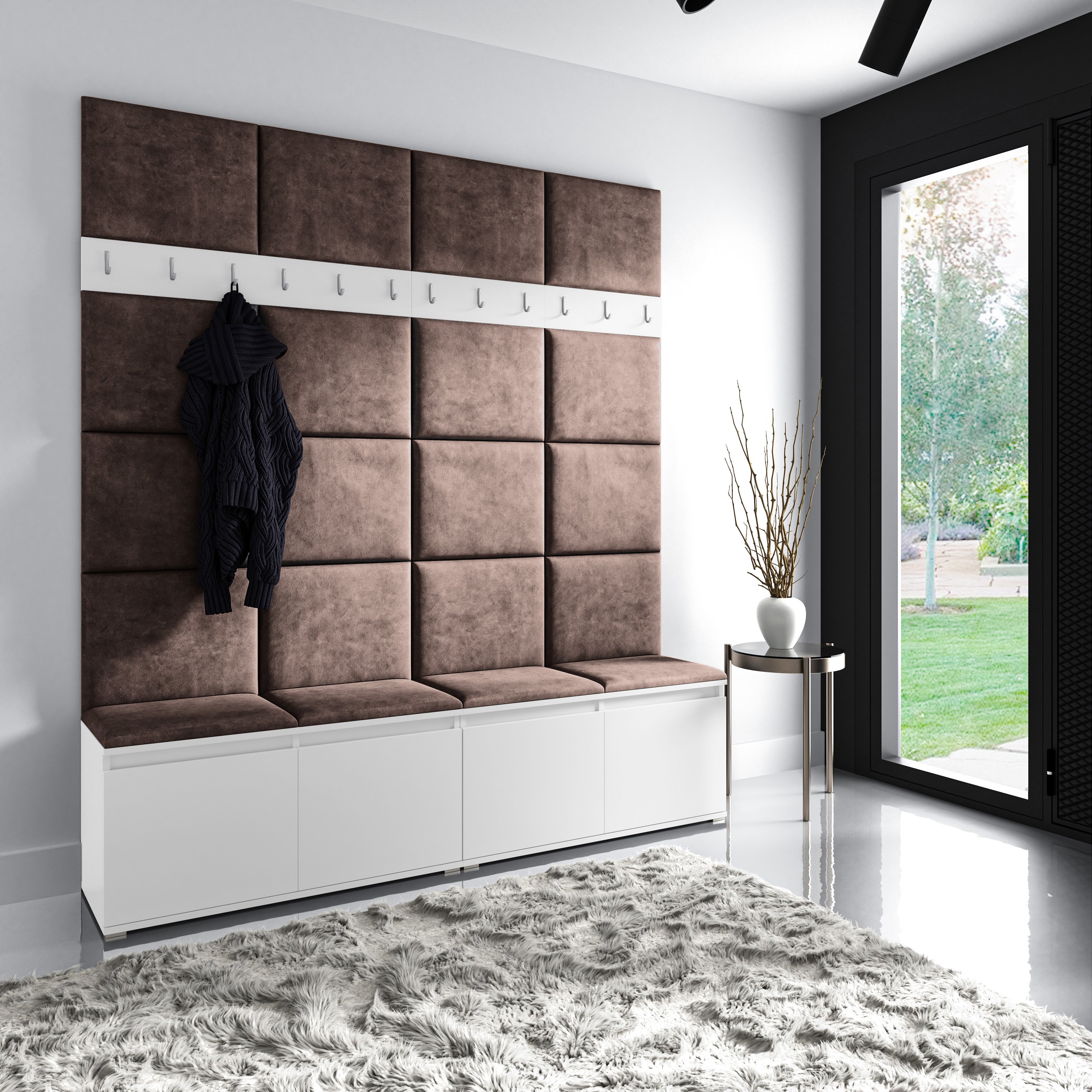 PK Emi 4 Flurgarderobe weiß - Polsterpaneele in verschiedenen Farben