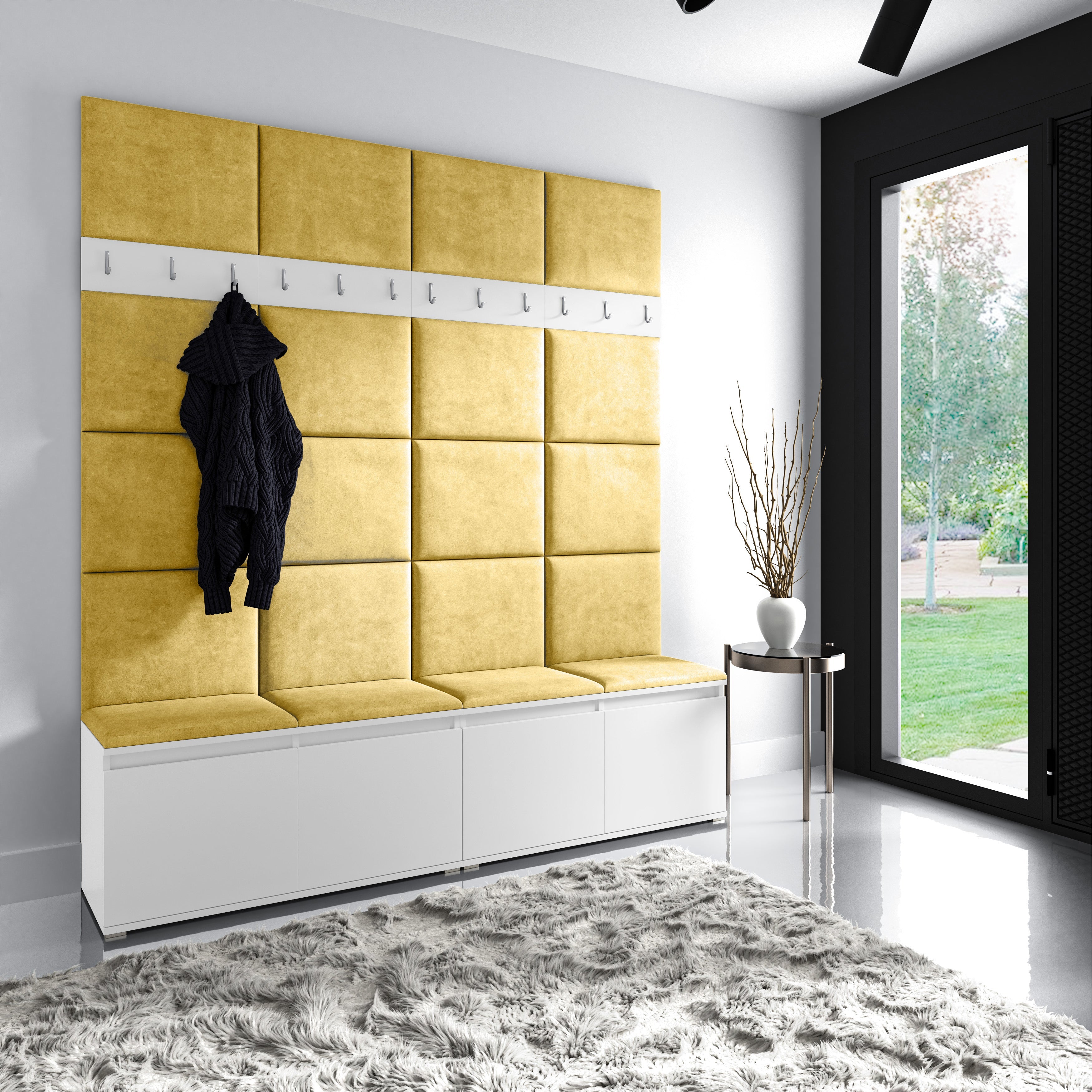 PK Emi 4 Flurgarderobe weiß - Polsterpaneele in verschiedenen Farben