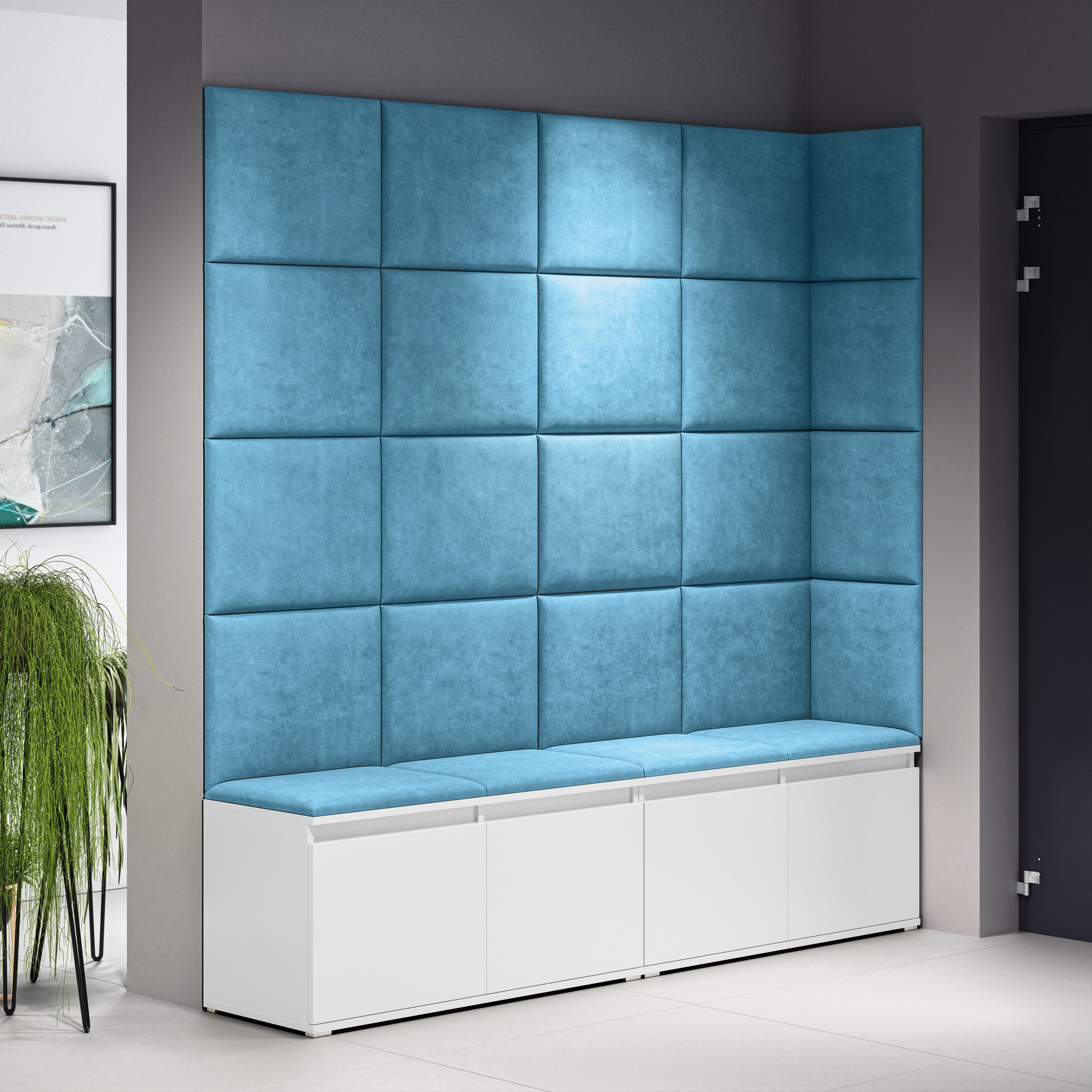 PK Emi 3 Hallway Wardrobe White - Upholstered Panels in Various Colours