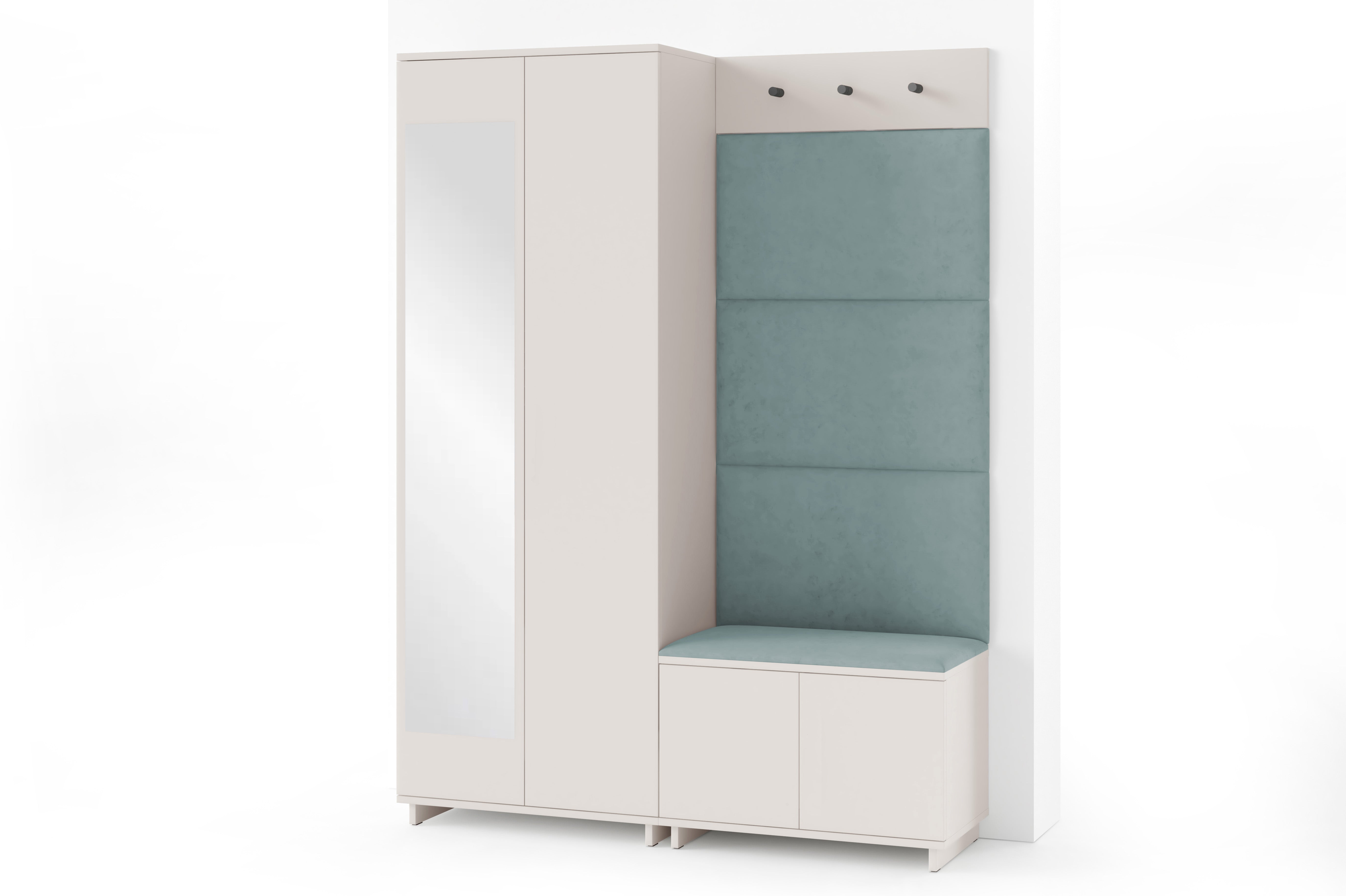 PK Bianco 3 Hallway Wardrobe Set - Upholstered Panels in Various Colours