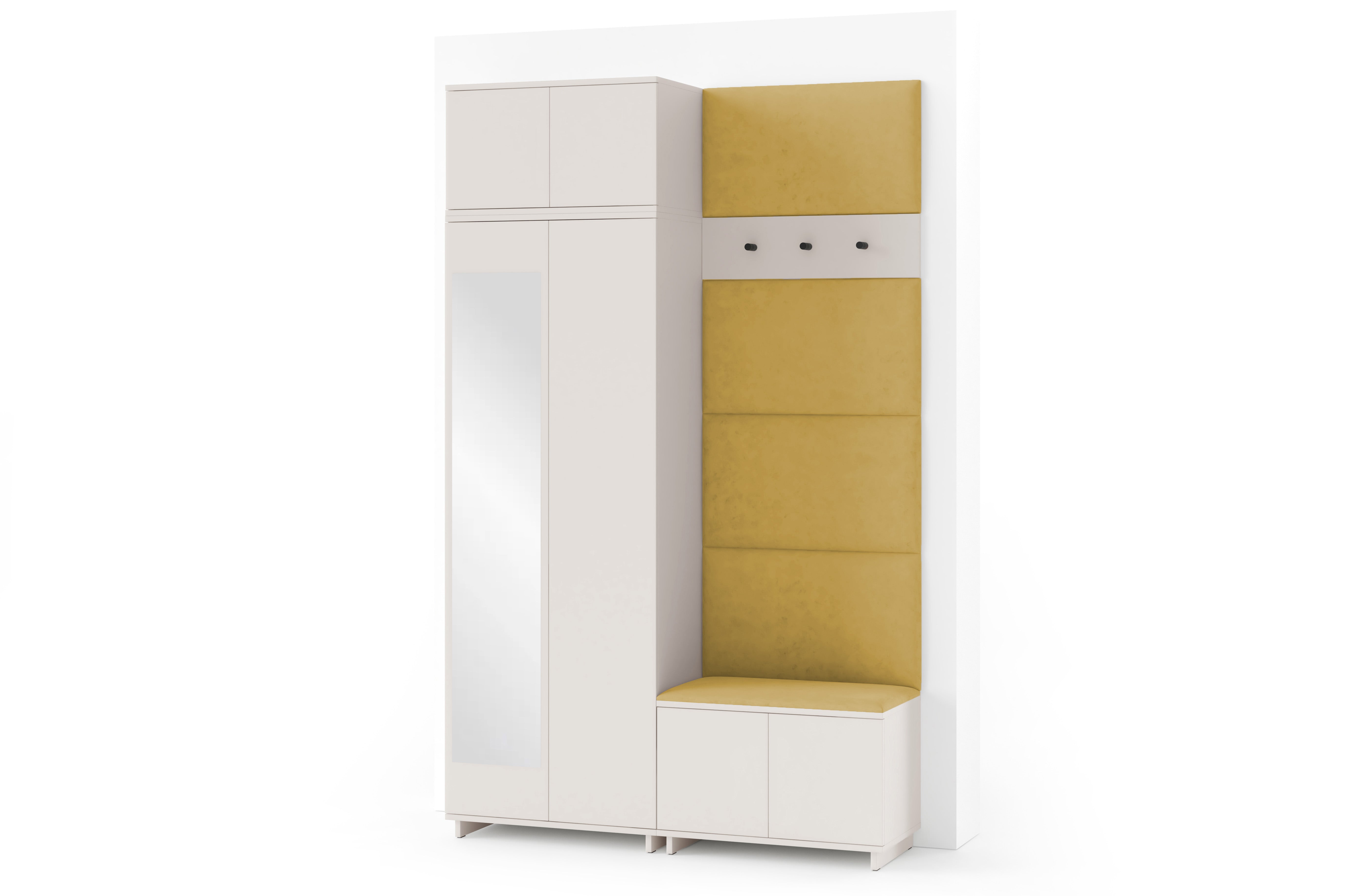 PK Bianco 4 Hallway Wardrobe Set - Upholstered Panels in Various Colours