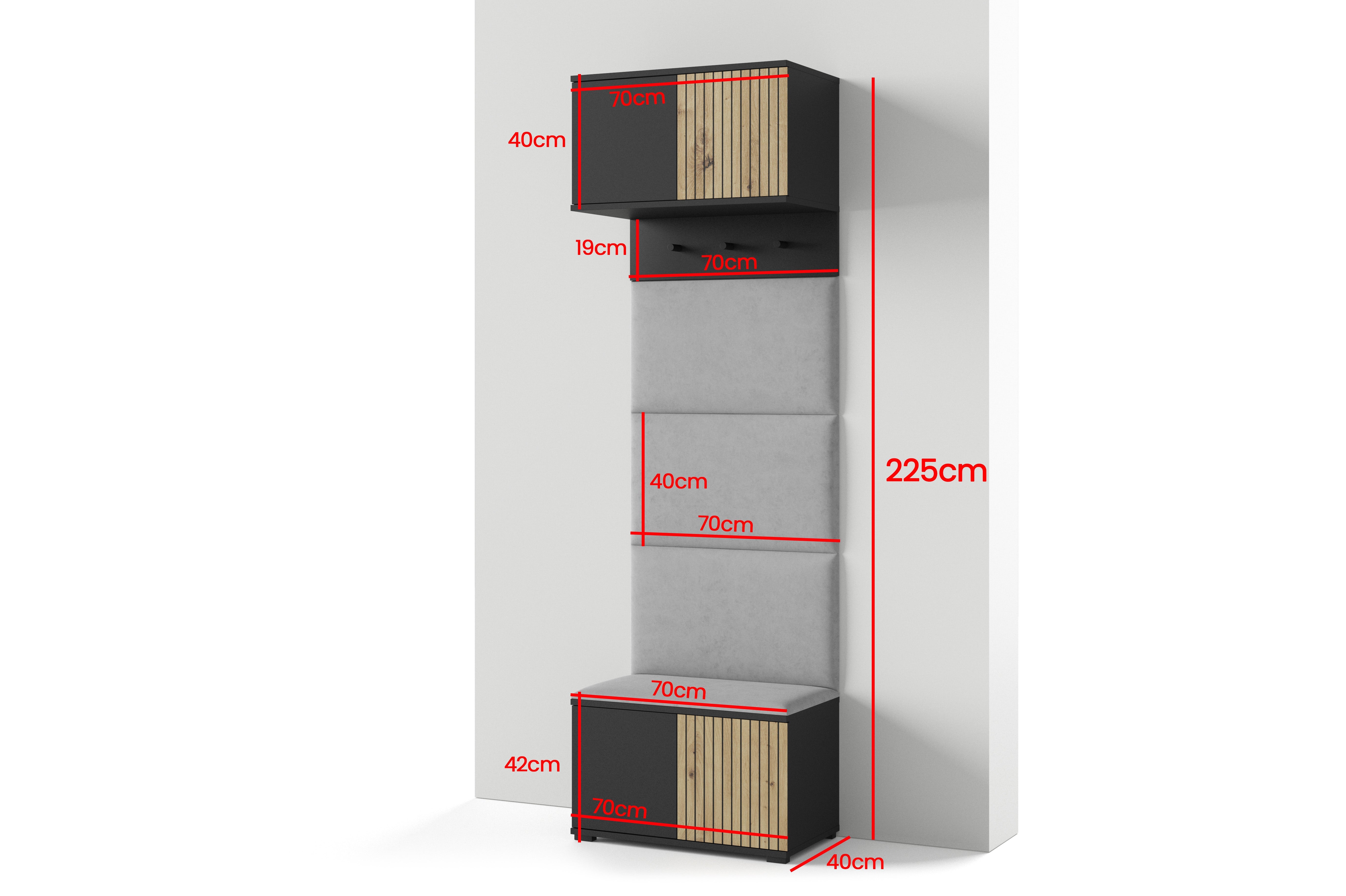 PK Ross 5 Hallway Set – Upholstered Panels in Various Colours