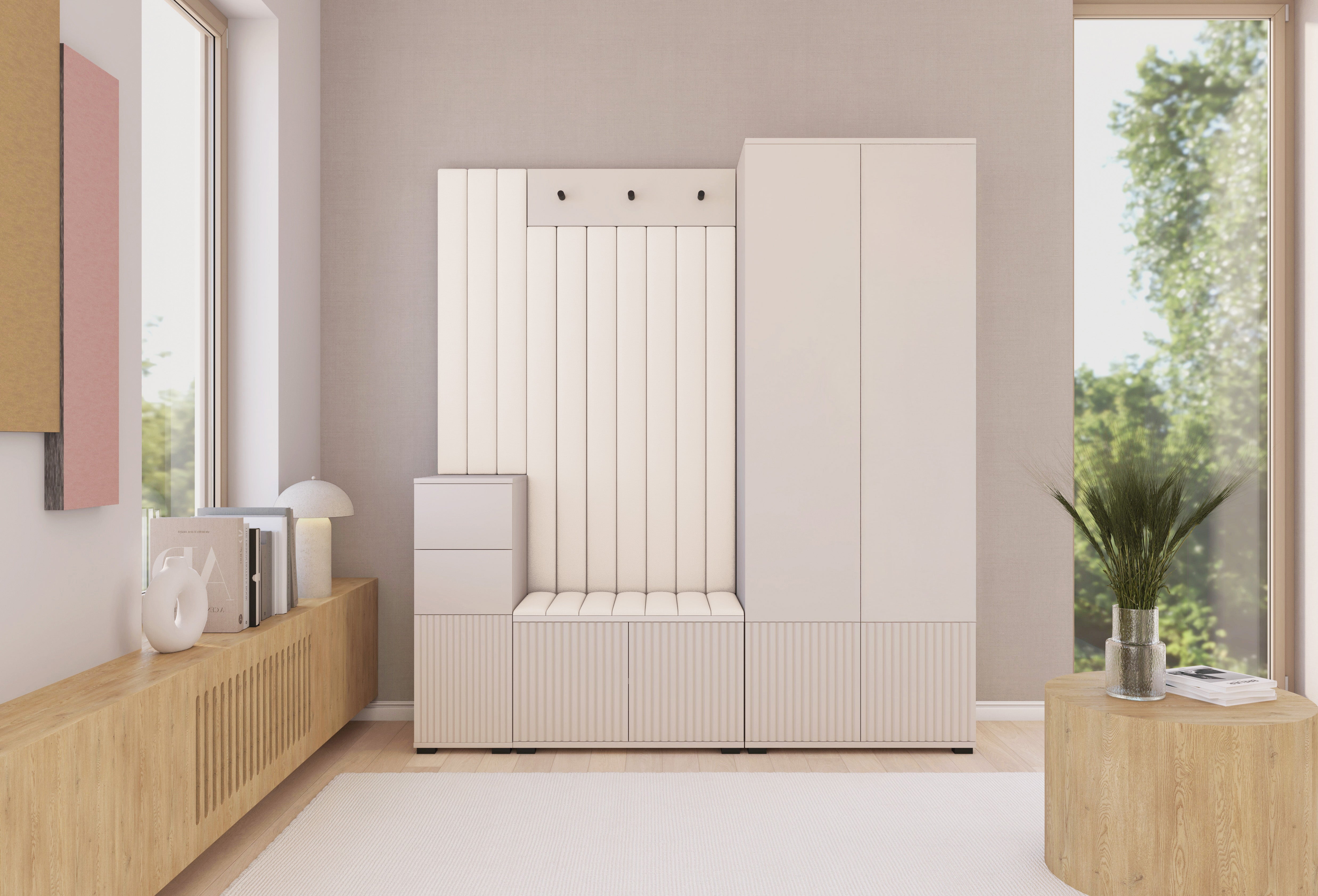 PK Rayo 7 Hallway Wardrobe - Upholstered Panels in Various Colours