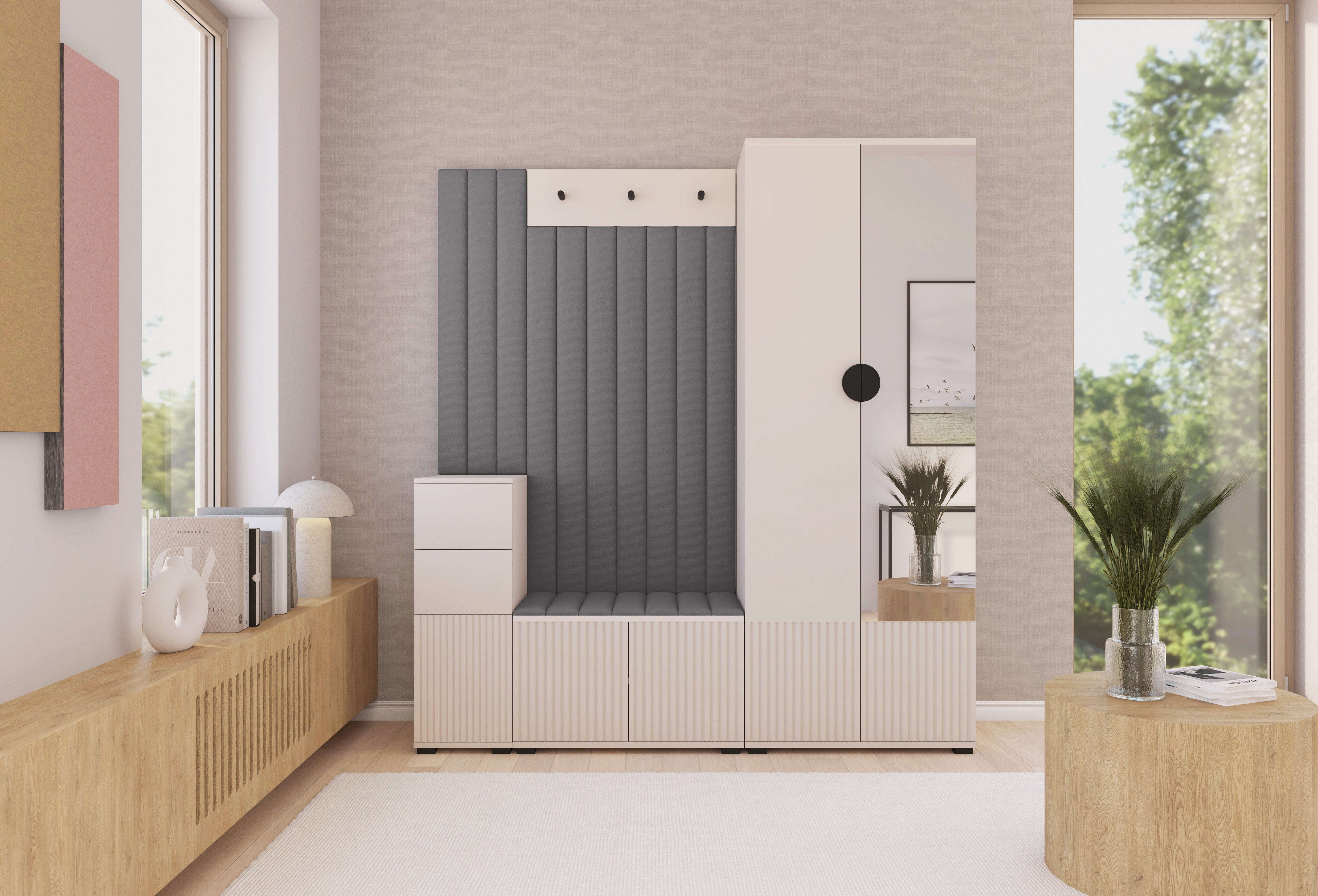 PK Rayo 7 Hallway Wardrobe - Upholstered Panels in Various Colours