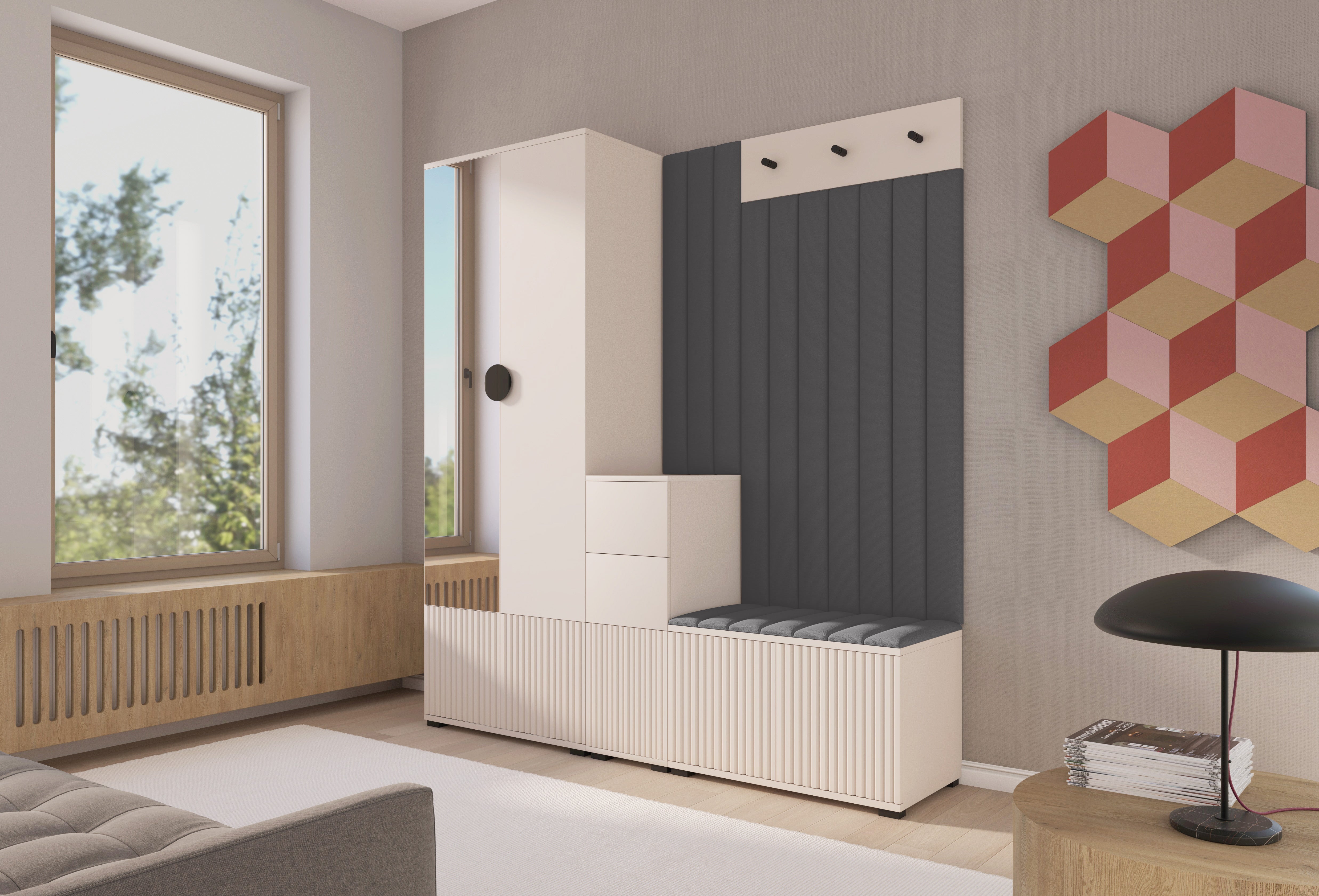 PK Rayo 7 Hallway Wardrobe - Upholstered Panels in Various Colours