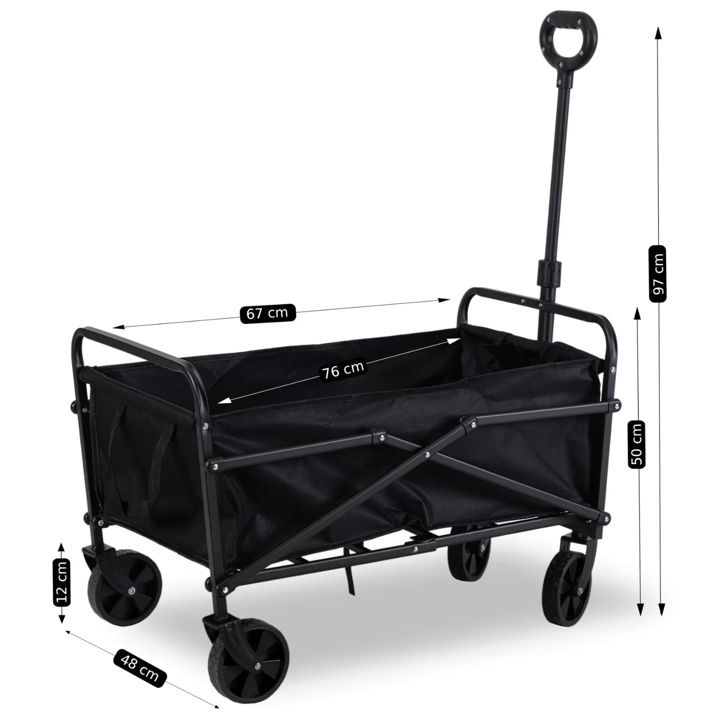 Elite GILBERT Faltbarer Wagen – Schwarz | Schwerlast-Transportwagen