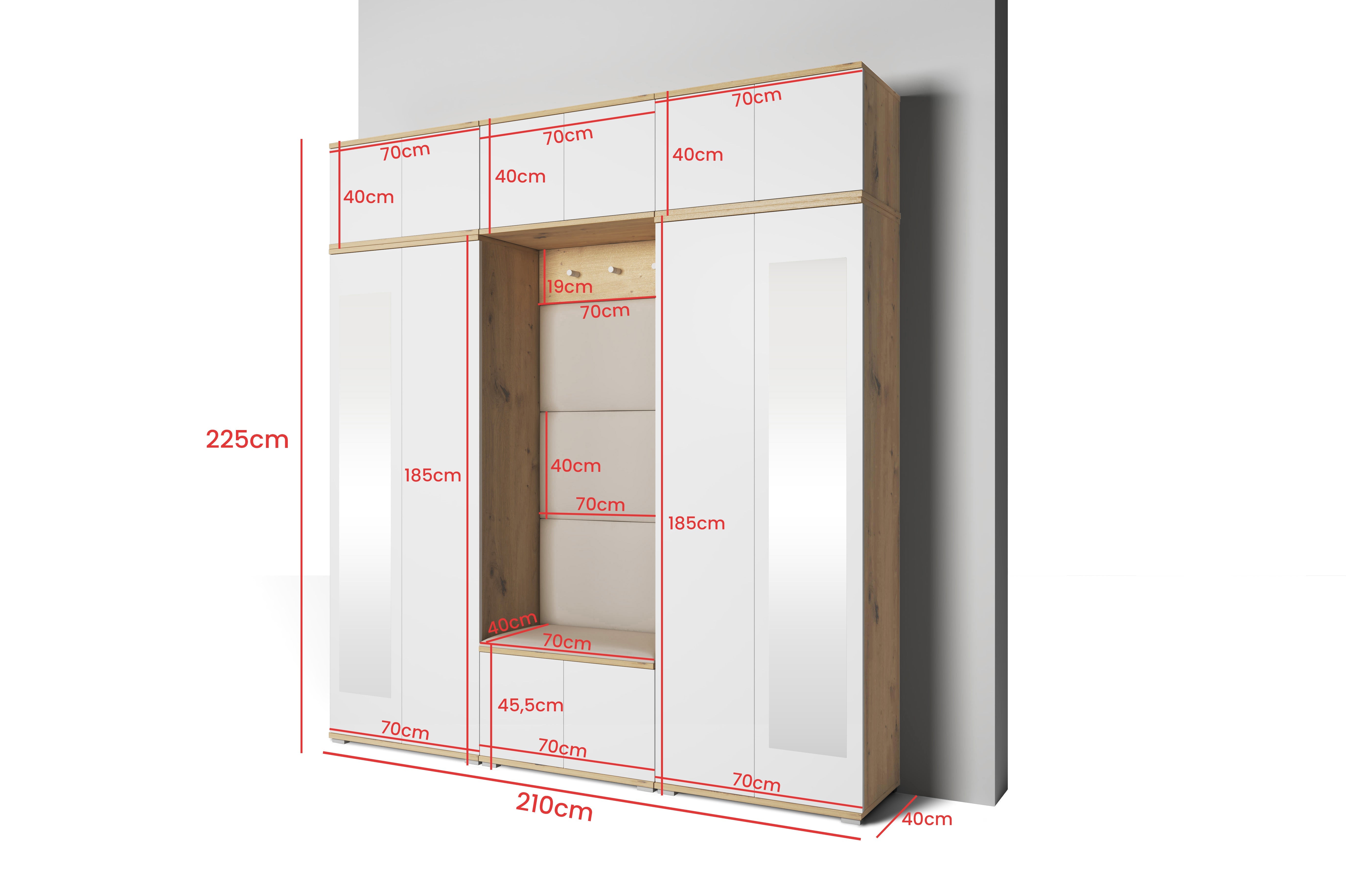 PK Sevilla 4 Hallway Wardrobe - Upholstered Panels in Various Colours