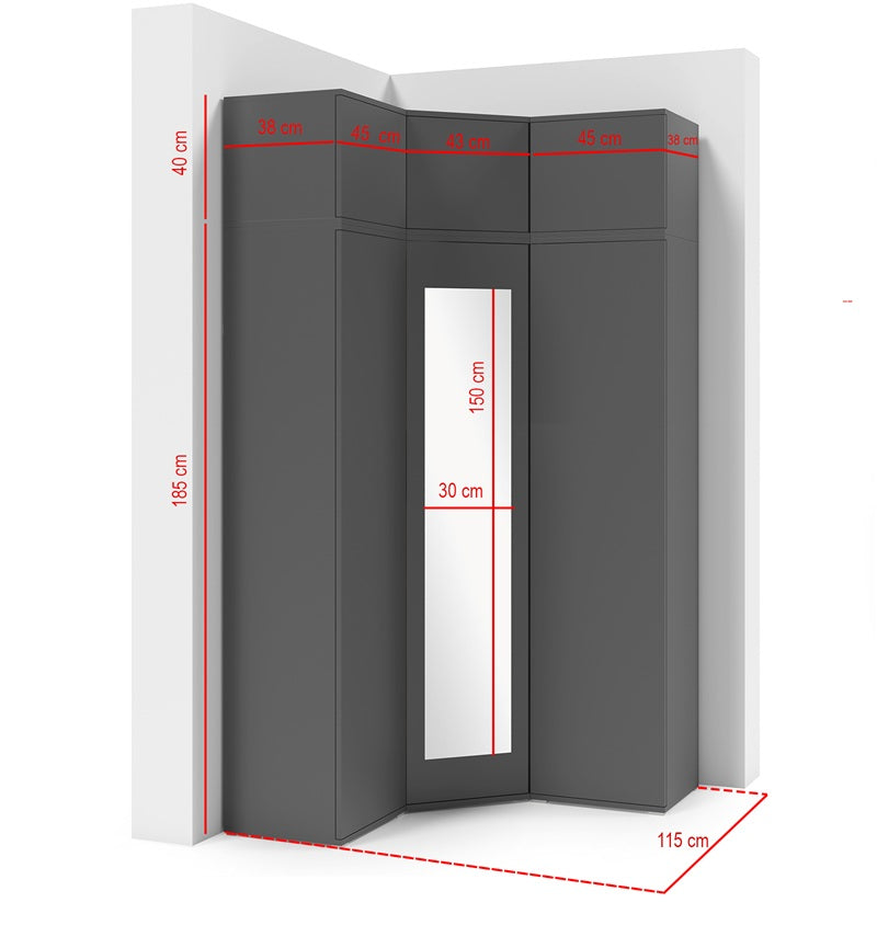 PK Emi 41 Flurschrank Weiß/Sonoma-Eiche/Graphit/Aristan-Eiche-Schwarz
