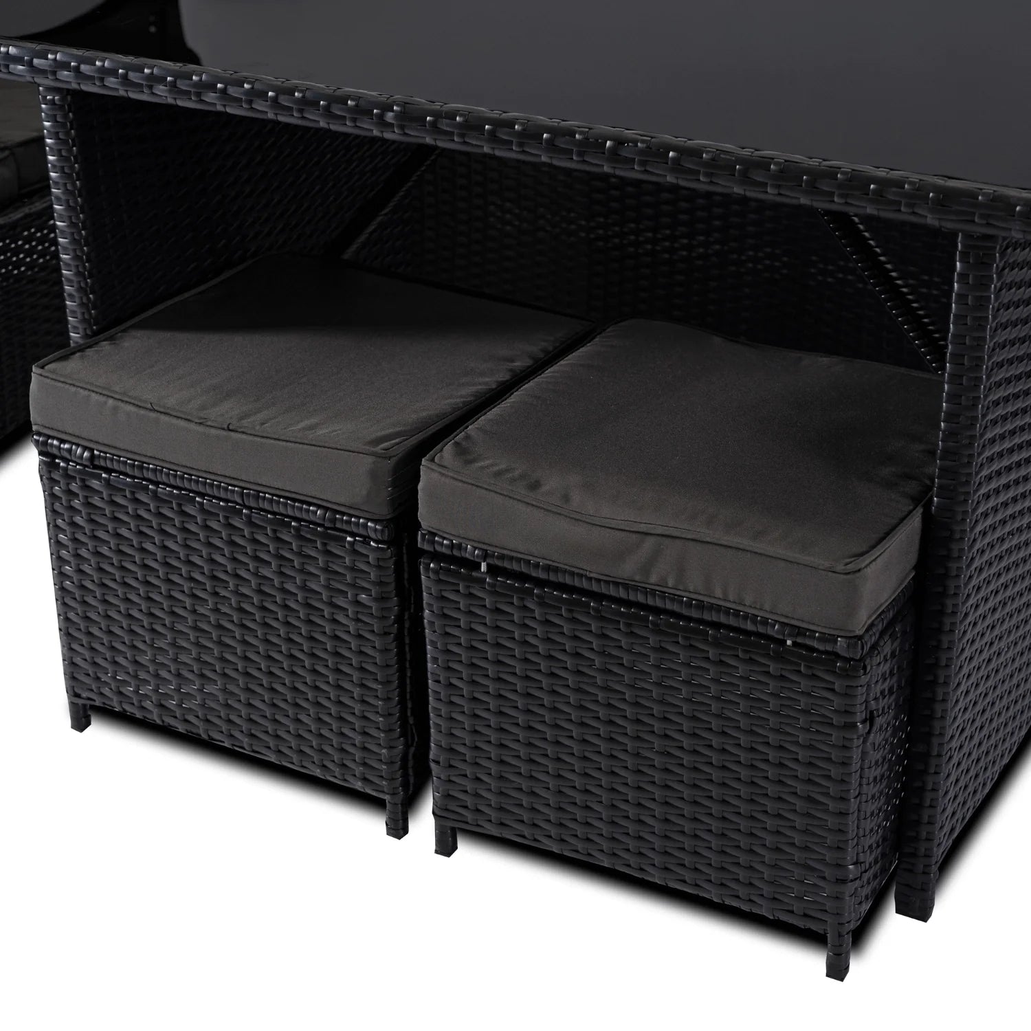 Elite DALLAS Outdoor Furniture Set Black/Dark Grey - Luxury Rattan Garden Loung