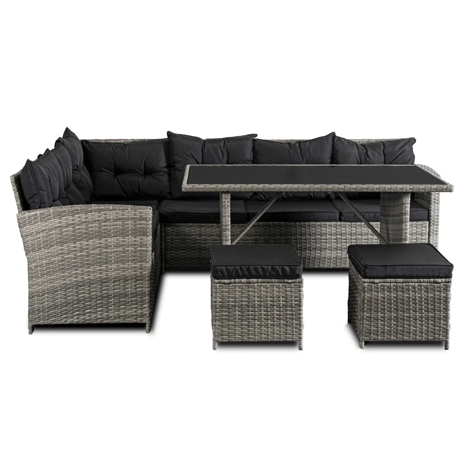 Elite DALLAS Gartenmöbel-Set Grau/Schwarz – Luxuriöse Rattan-Gartenlounge