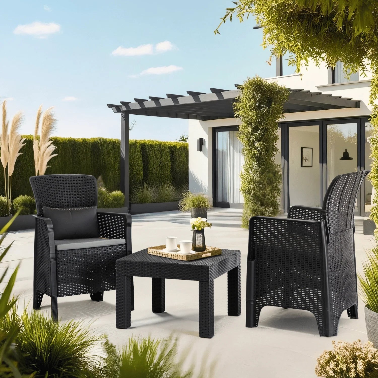 Elite FRENSO Outdoor Furniture Set Black - Compact & Stylish Garden Lounge