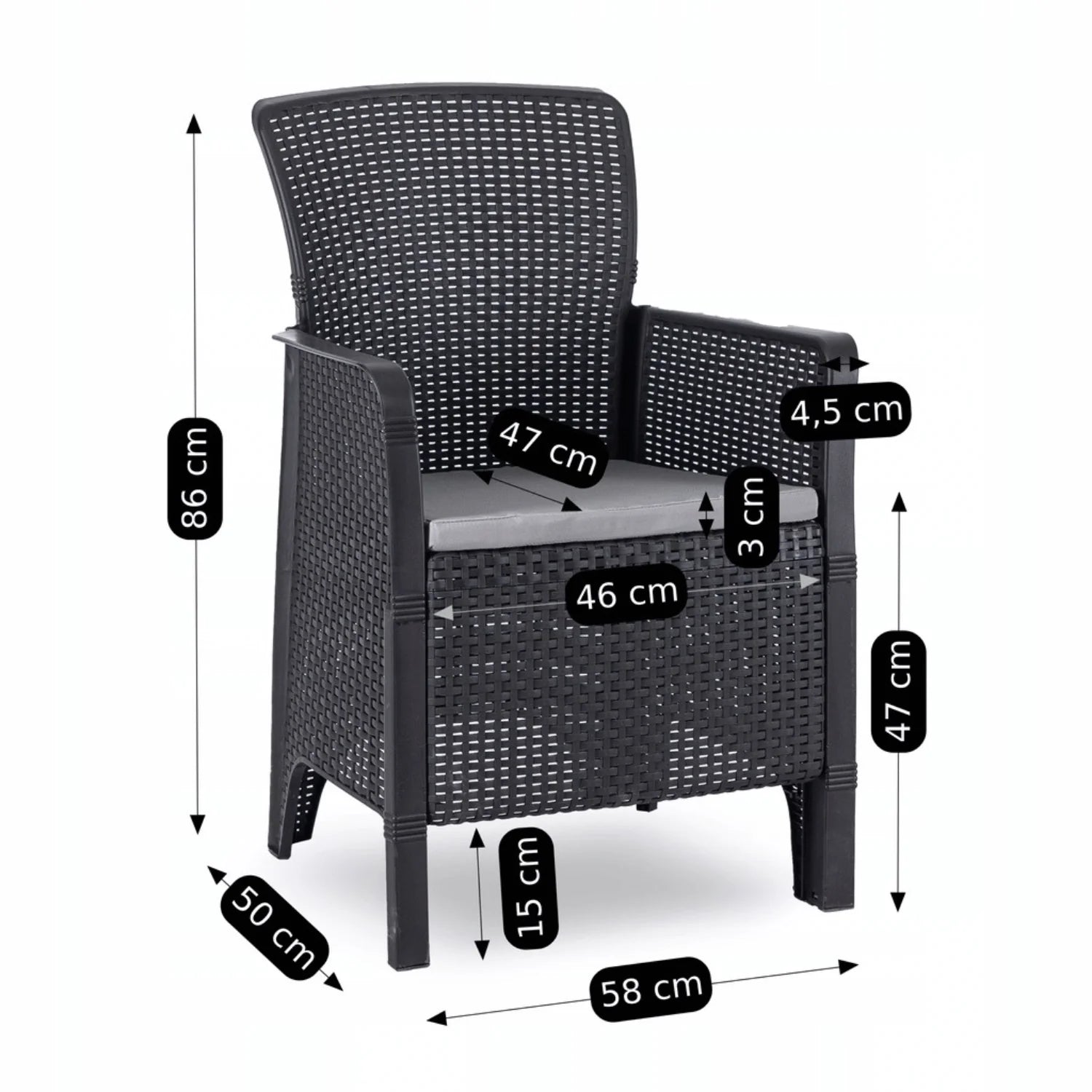 Elite FRENSO Gartenmöbel-Set Schwarz – Kompakte & Stilvolle Gartenlounge