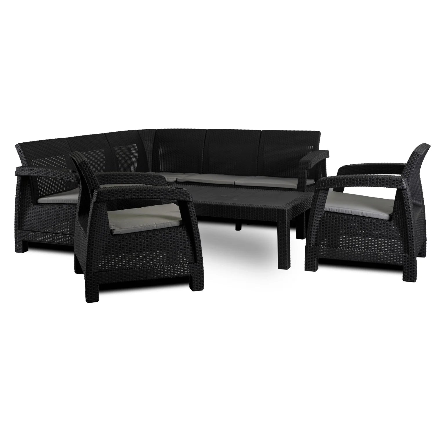 Elite INDIANA Gartenmöbel-Set Schwarz/Grau – Moderne & vielseitige Gartenlounge