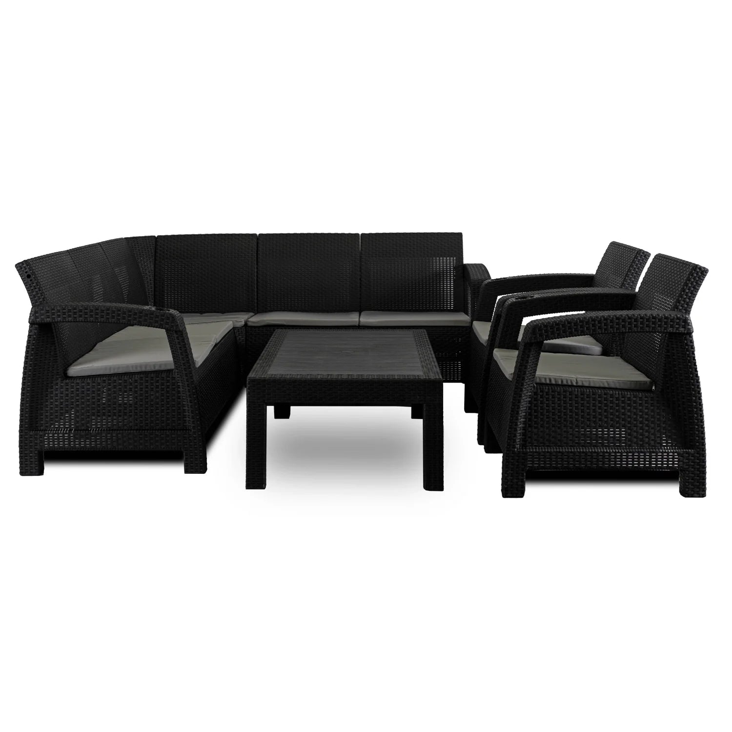 Elite INDIANA Gartenmöbel-Set Schwarz/Grau – Moderne & vielseitige Gartenlounge
