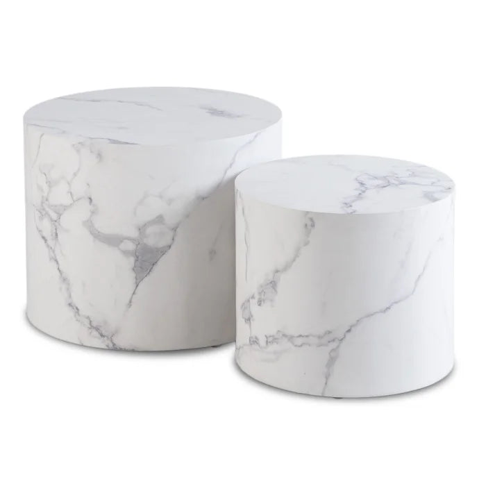 Elite LEILA Coffee Table Set 43 cm / 53 cm White Marble Modern Glamour
