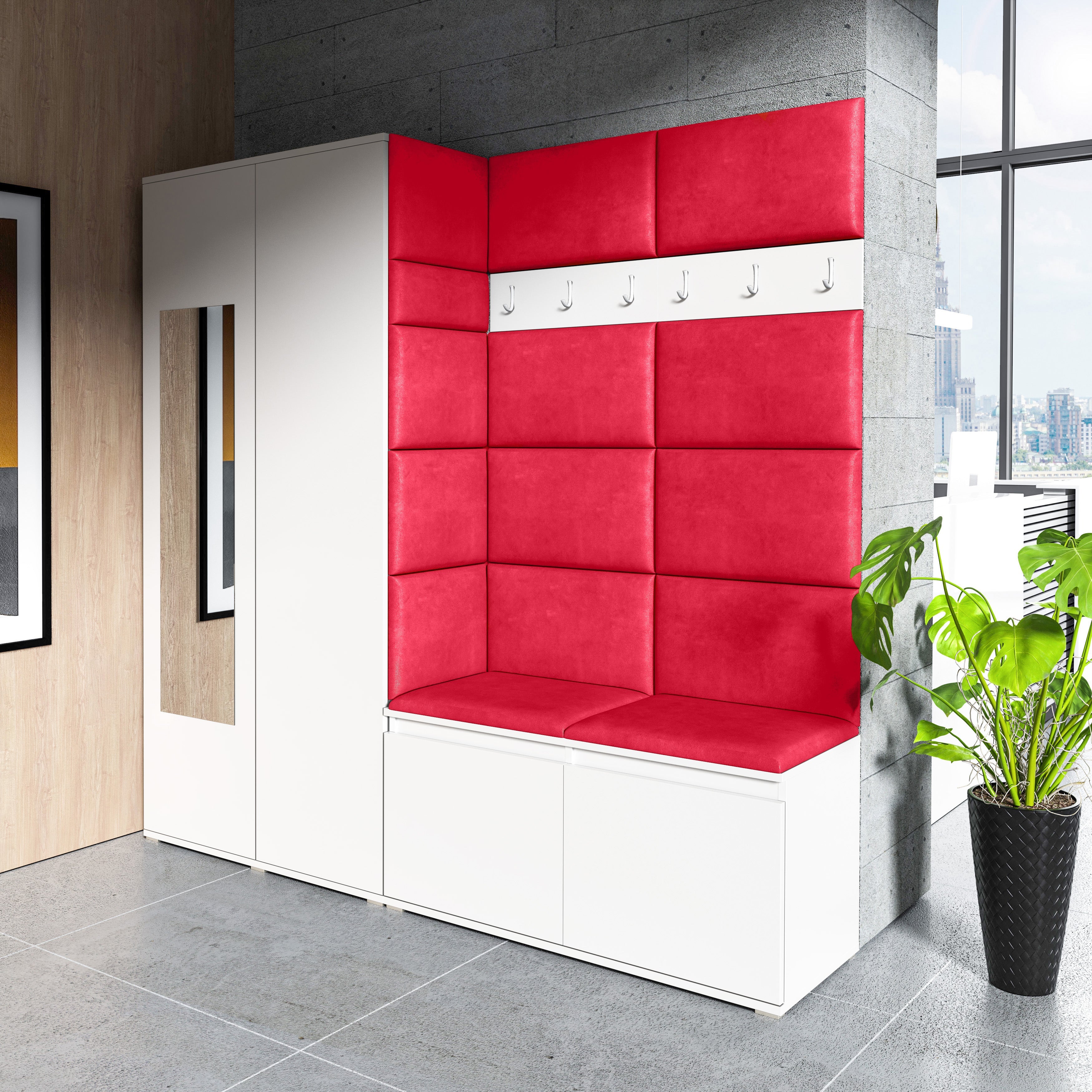 PK Emi 8 Hallway Wardrobe White - Upholstered Panels in Various Colours