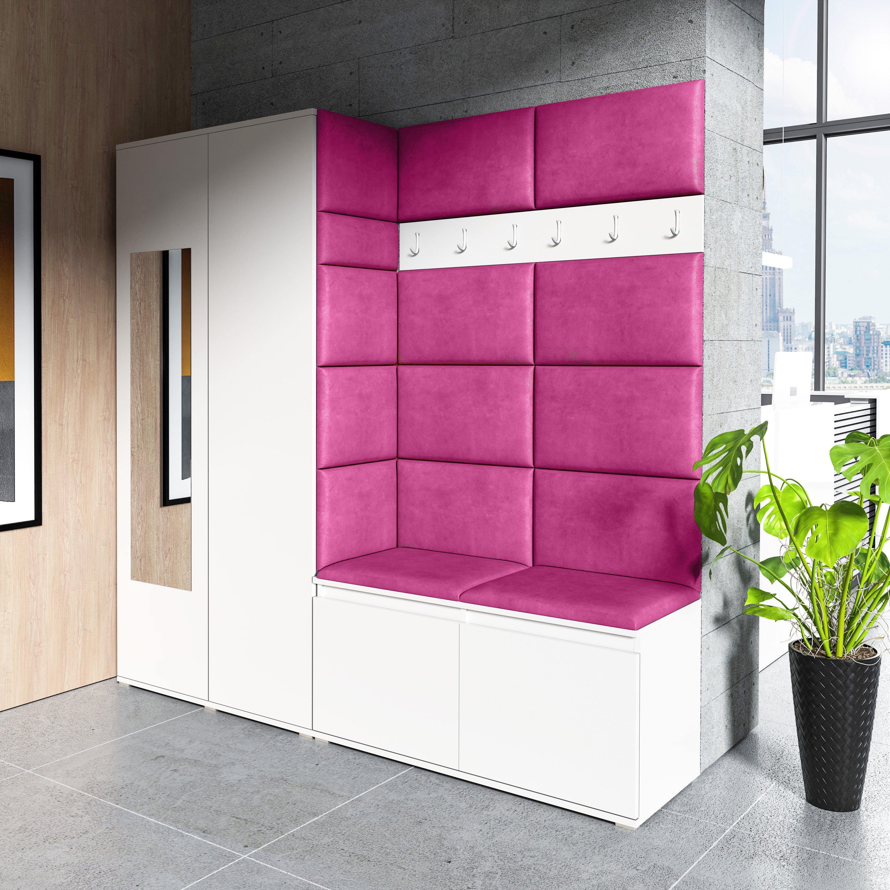 PK Emi 8 Hallway Wardrobe White - Upholstered Panels in Various Colours