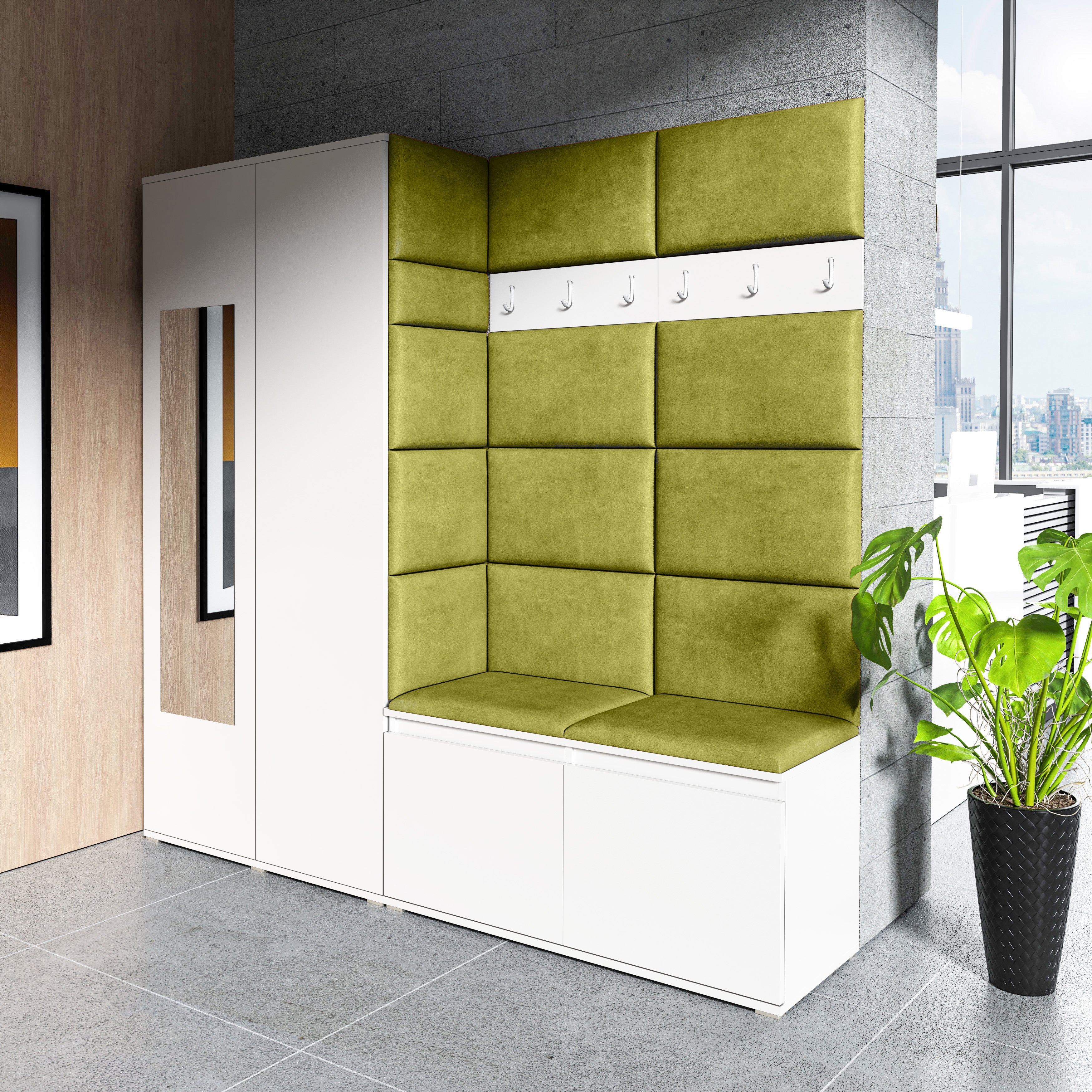 PK Emi 8 Hallway Wardrobe White - Upholstered Panels in Various Colours