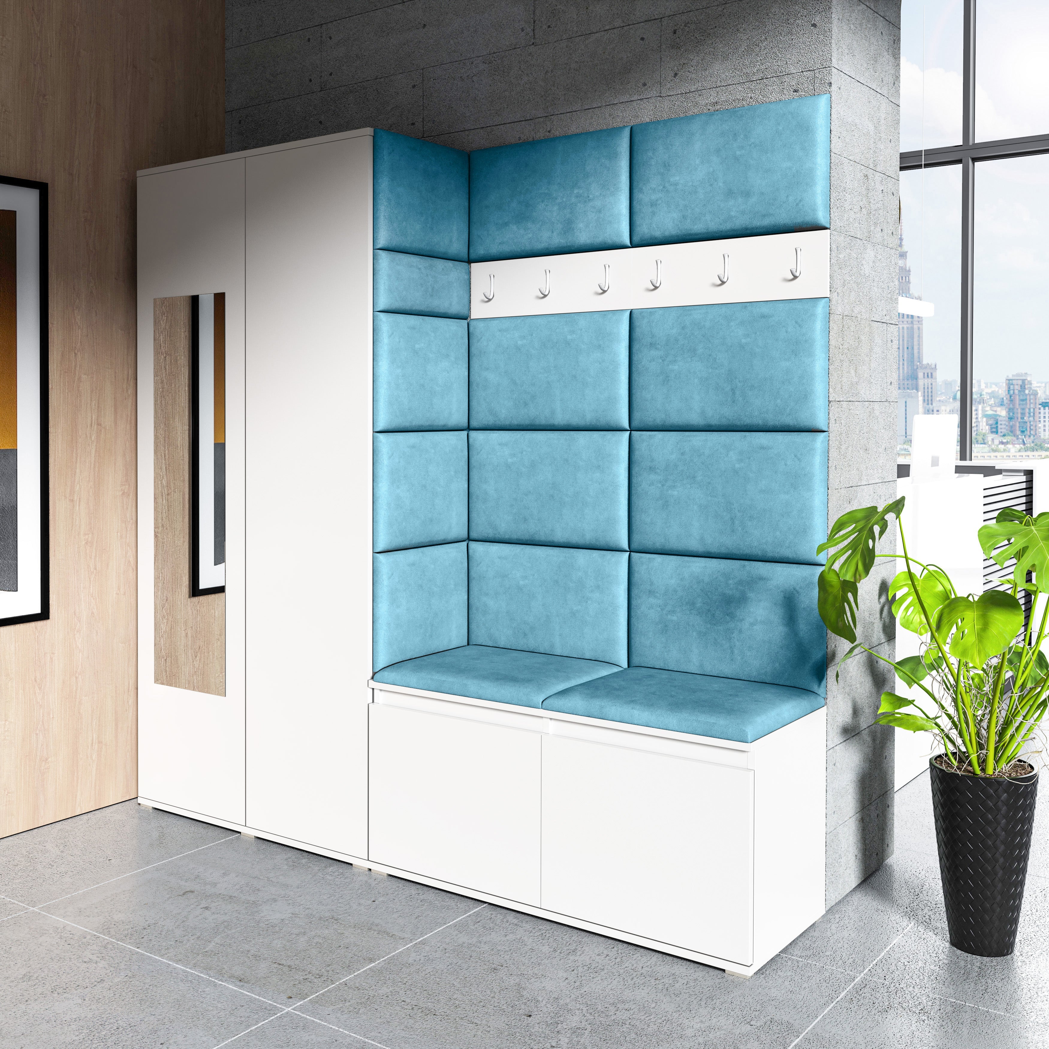 PK Emi 8 Hallway Wardrobe White - Upholstered Panels in Various Colours