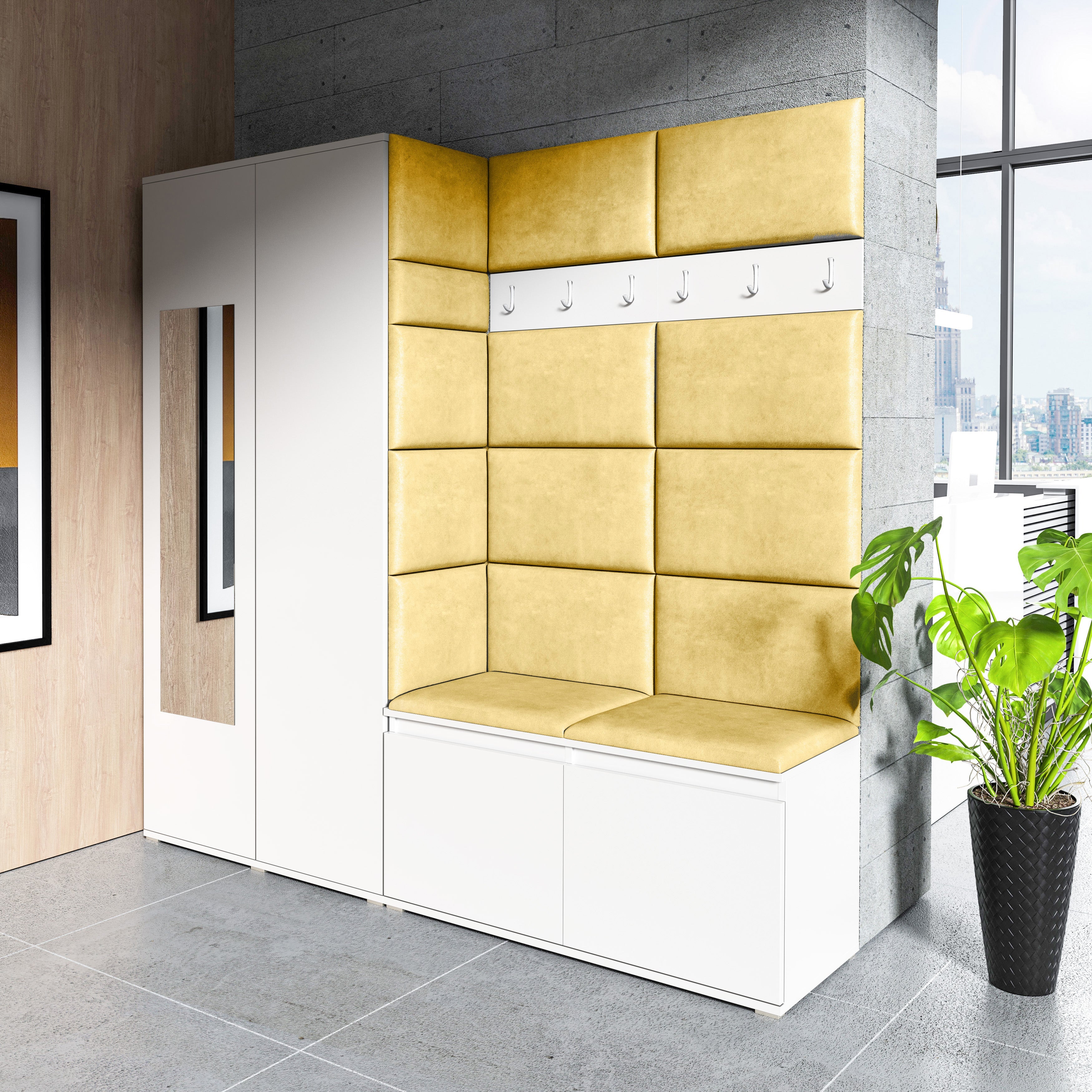 PK Emi 8 Hallway Wardrobe White - Upholstered Panels in Various Colours