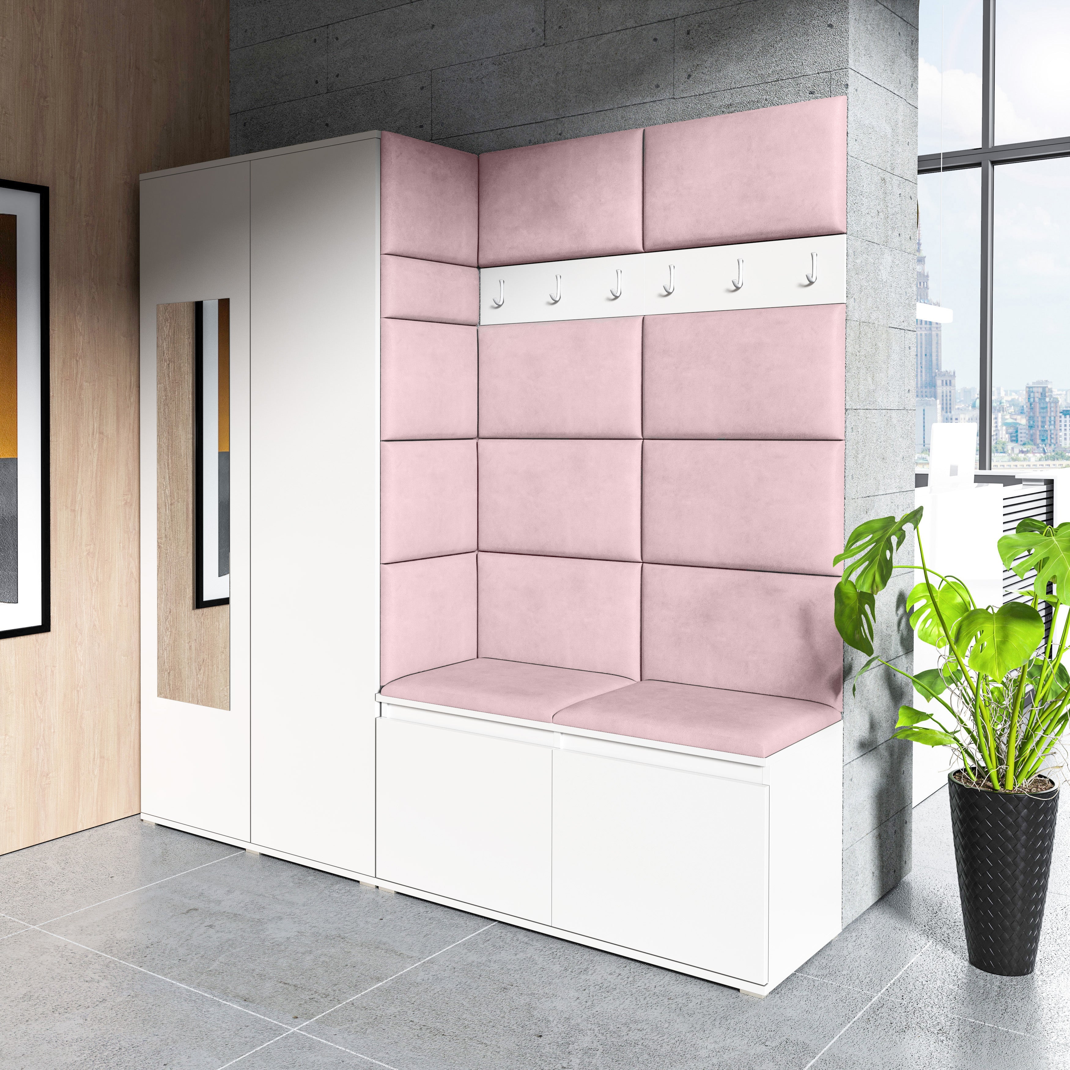 PK Emi 8 Hallway Wardrobe White - Upholstered Panels in Various Colours