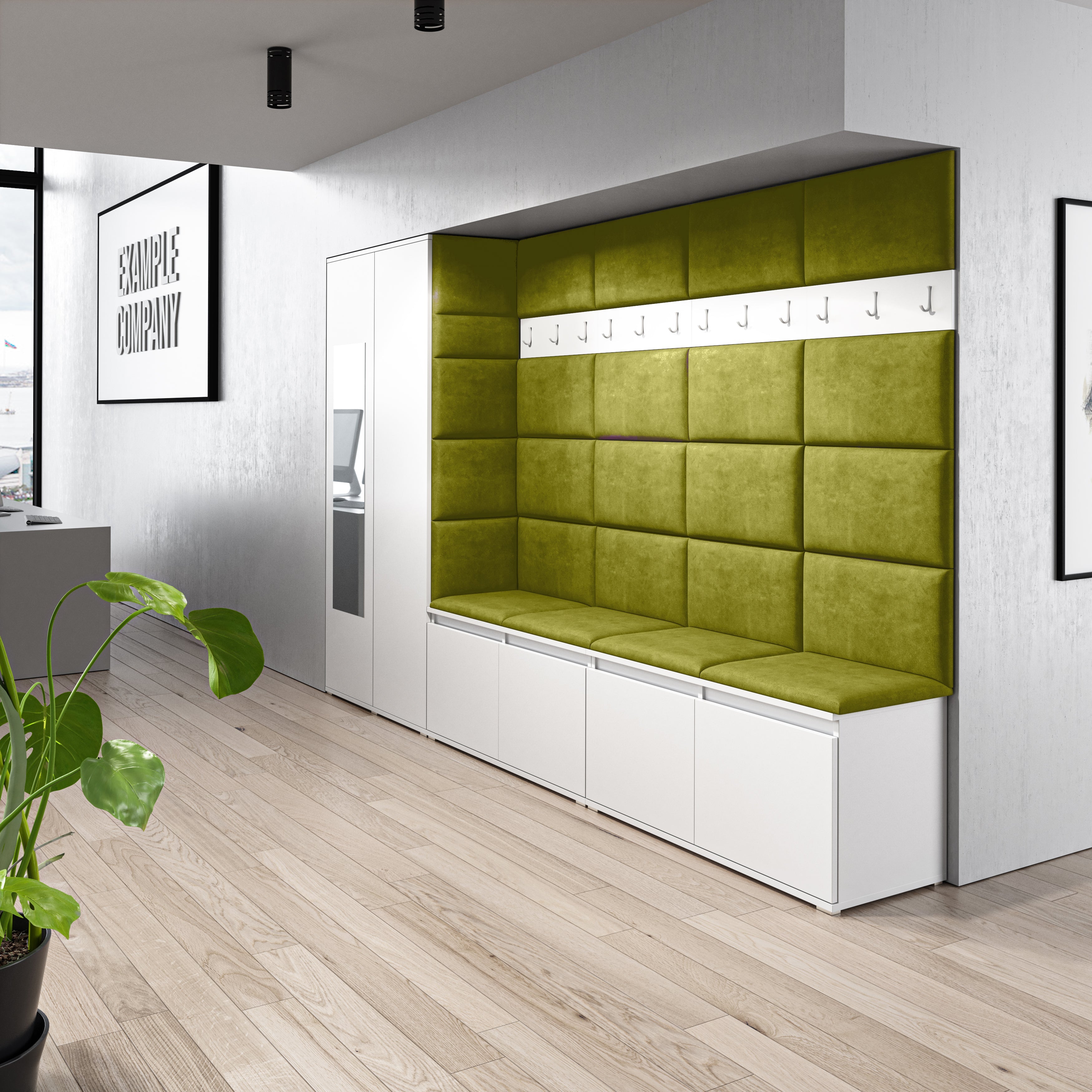 PK Emi 9 Flurgarderobe weiß - Polsterpaneele in verschiedenen Farben