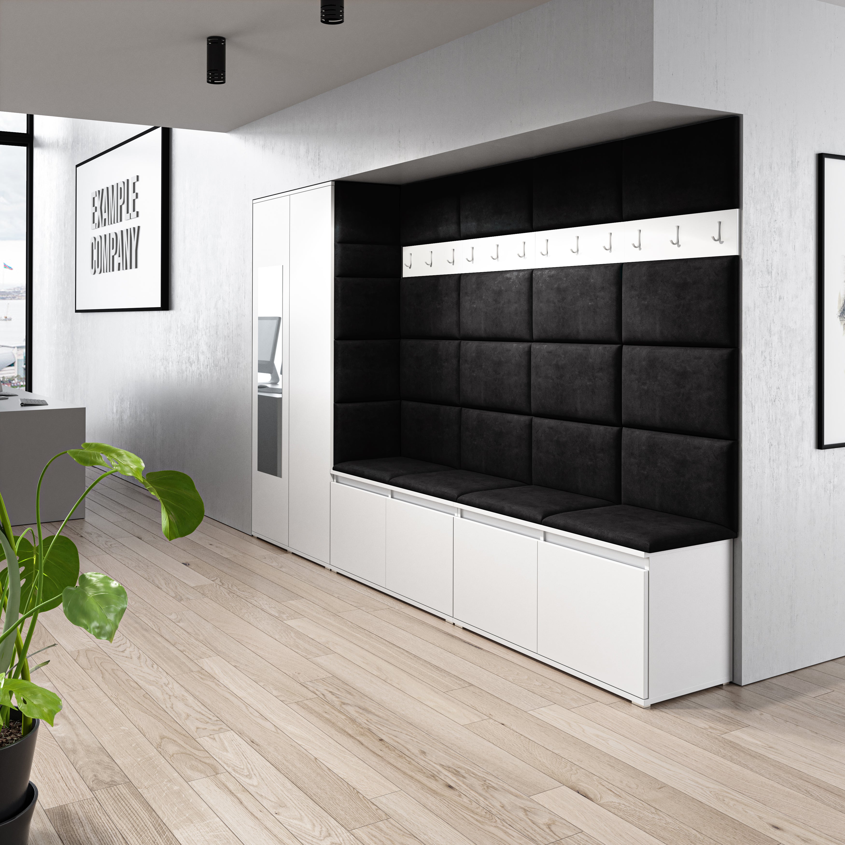 PK Emi 9 Flurgarderobe weiß - Polsterpaneele in verschiedenen Farben