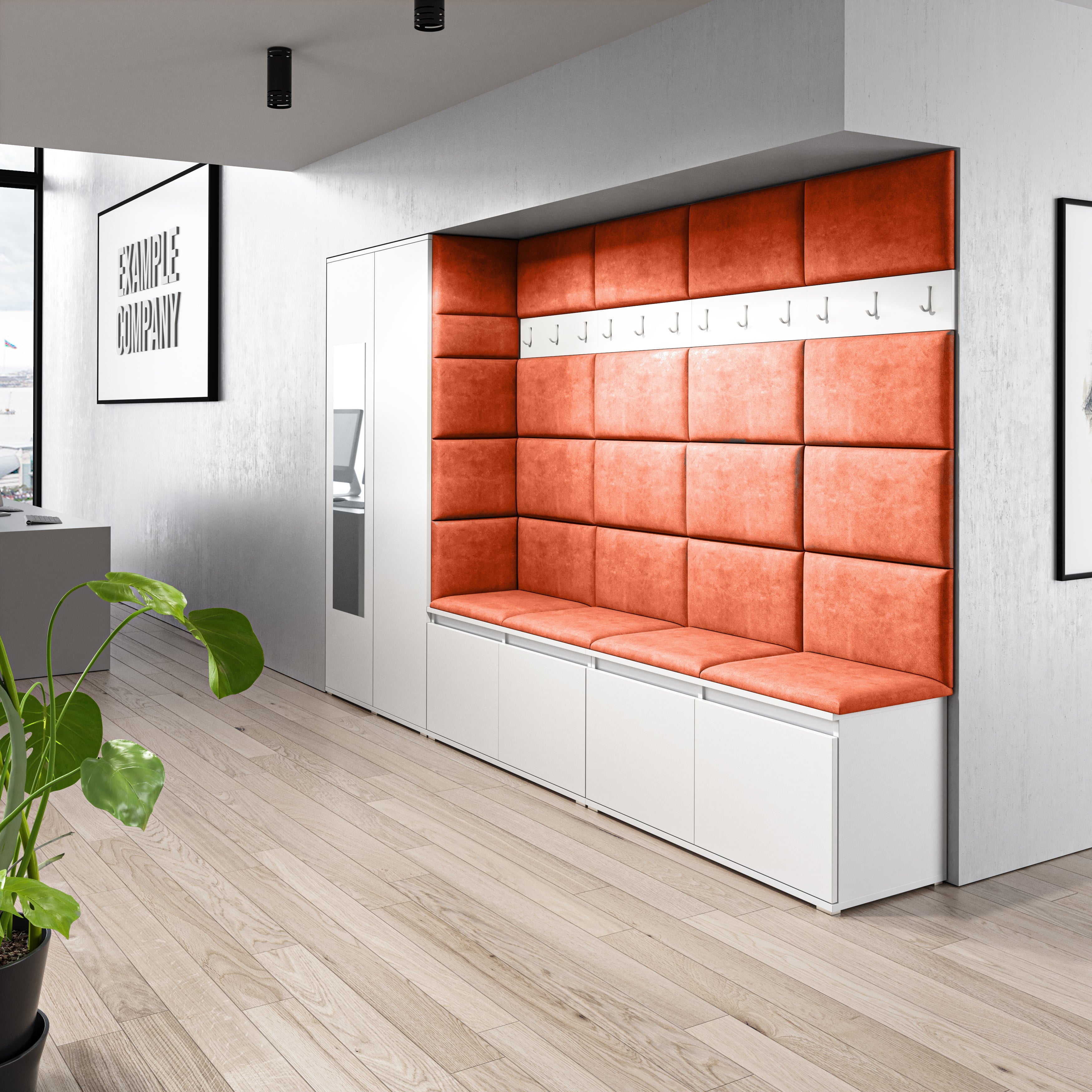 PK Emi 9 Flurgarderobe weiß - Polsterpaneele in verschiedenen Farben