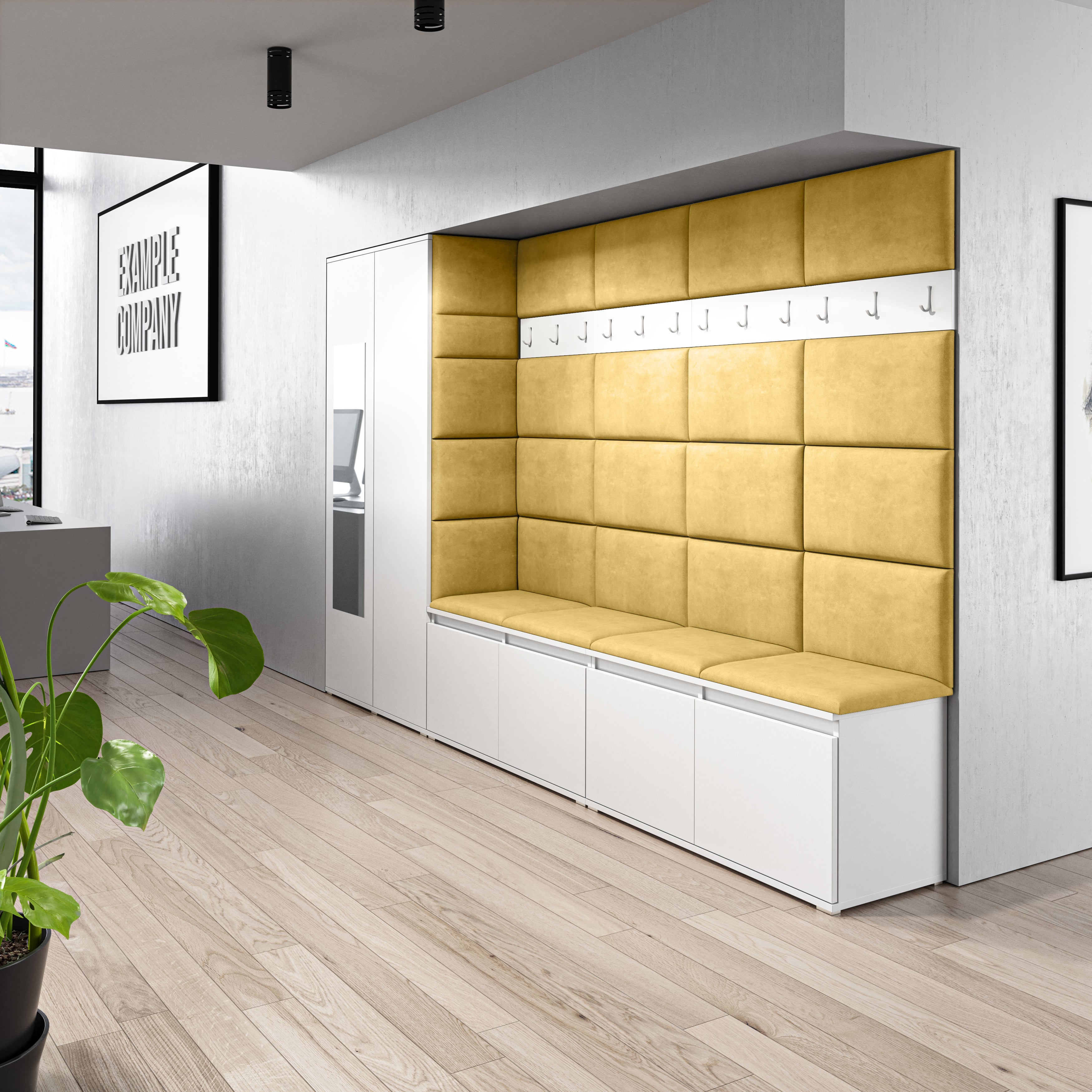 PK Emi 9 Flurgarderobe weiß - Polsterpaneele in verschiedenen Farben