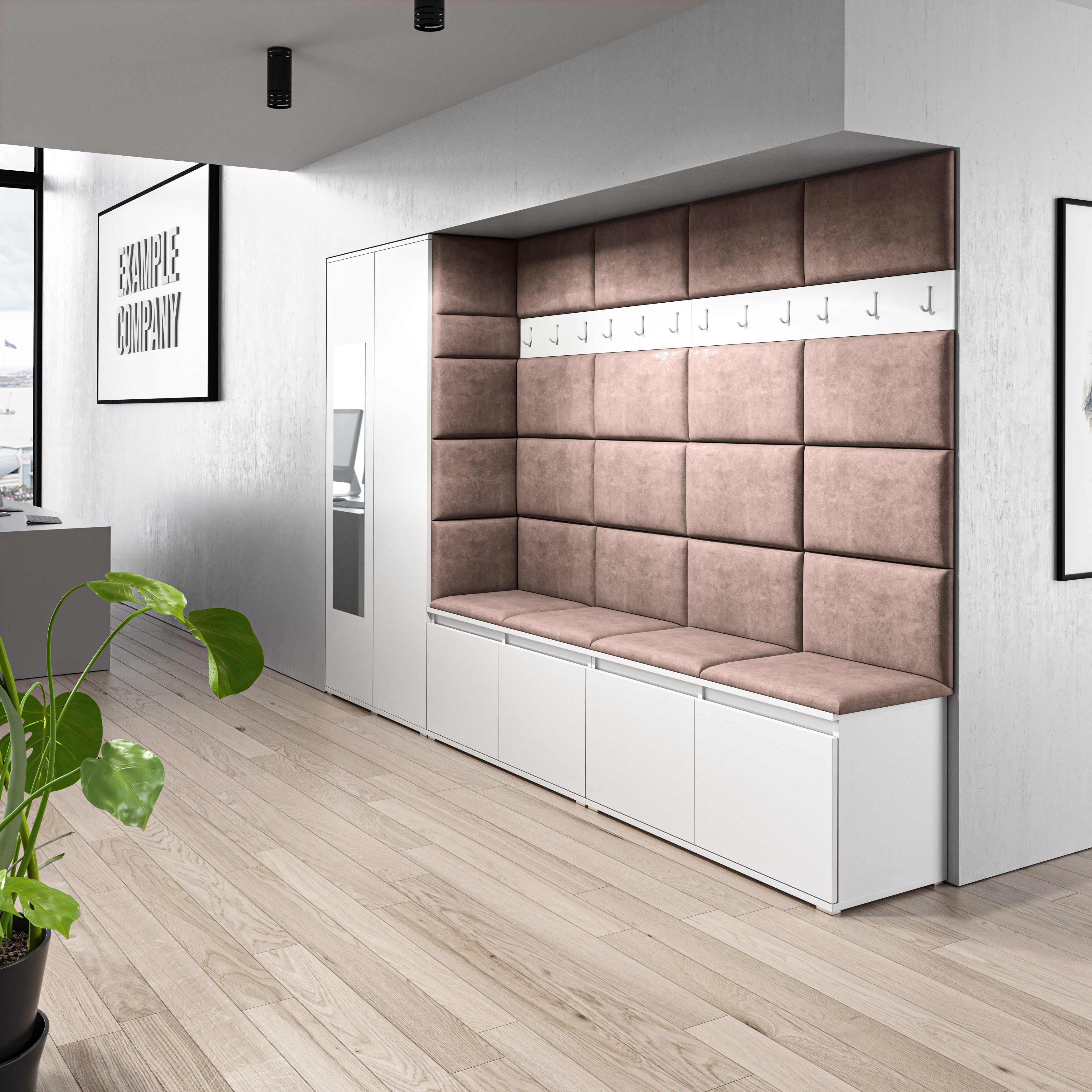 PK Emi 9 Flurgarderobe weiß - Polsterpaneele in verschiedenen Farben