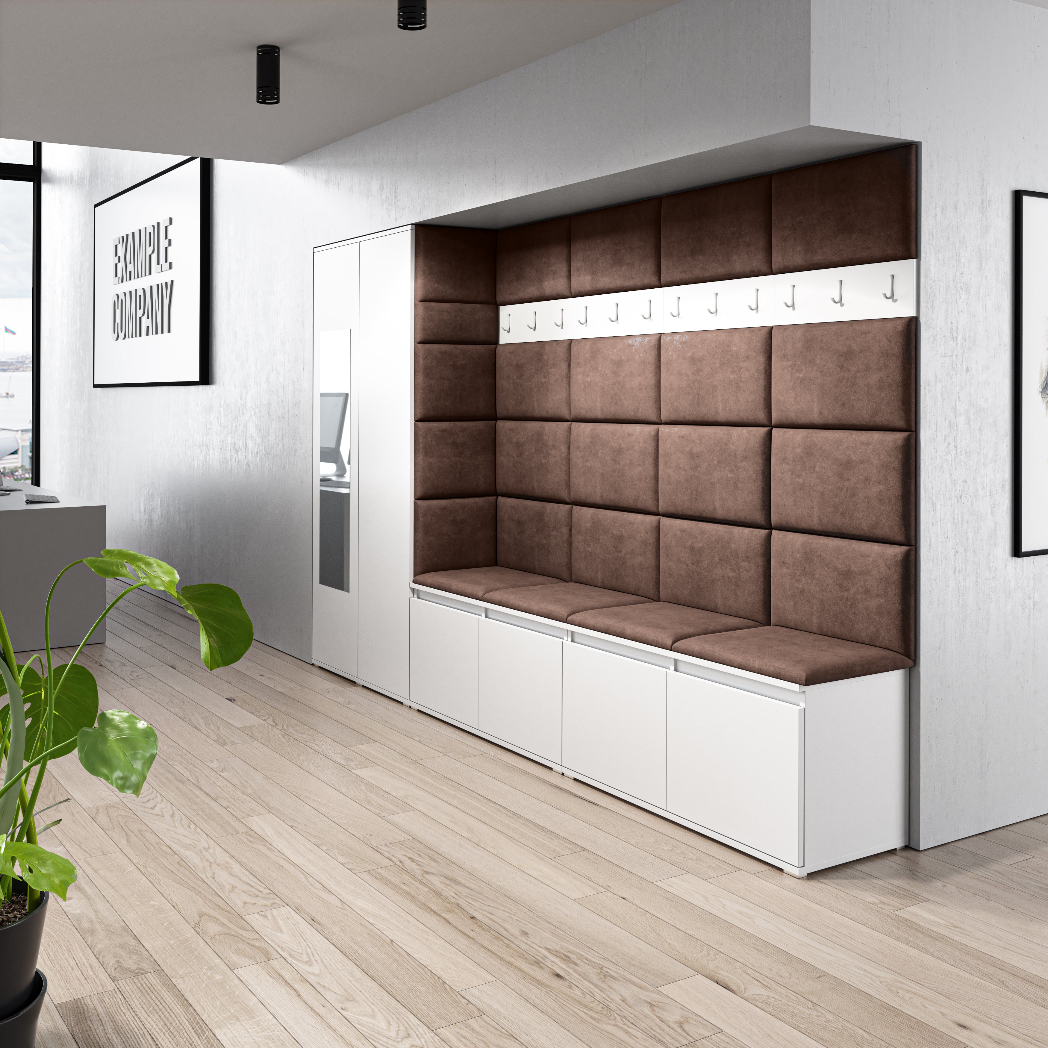 PK Emi 9 Flurgarderobe weiß - Polsterpaneele in verschiedenen Farben