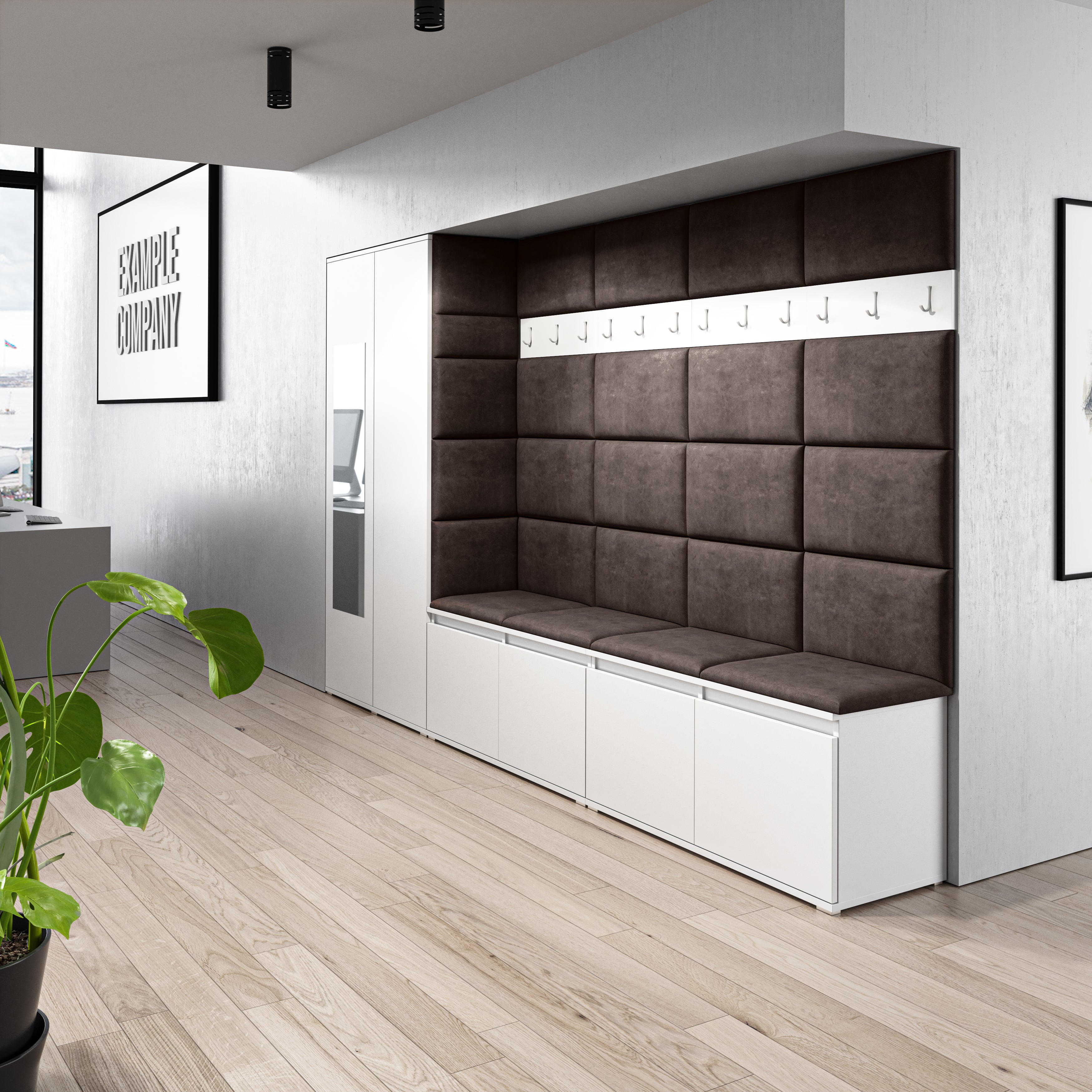 PK Emi 9 Flurgarderobe weiß - Polsterpaneele in verschiedenen Farben