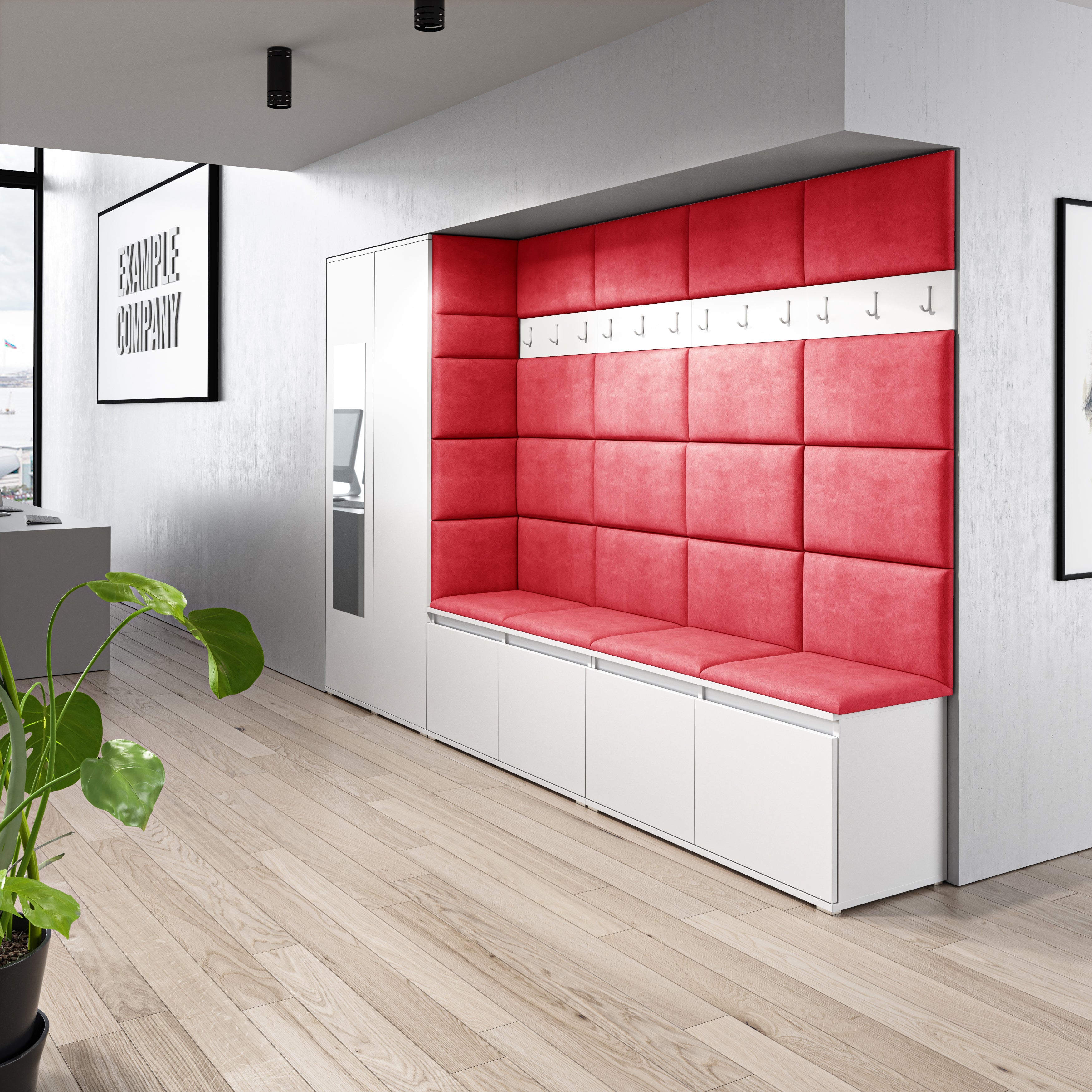 PK Emi 9 Flurgarderobe weiß - Polsterpaneele in verschiedenen Farben