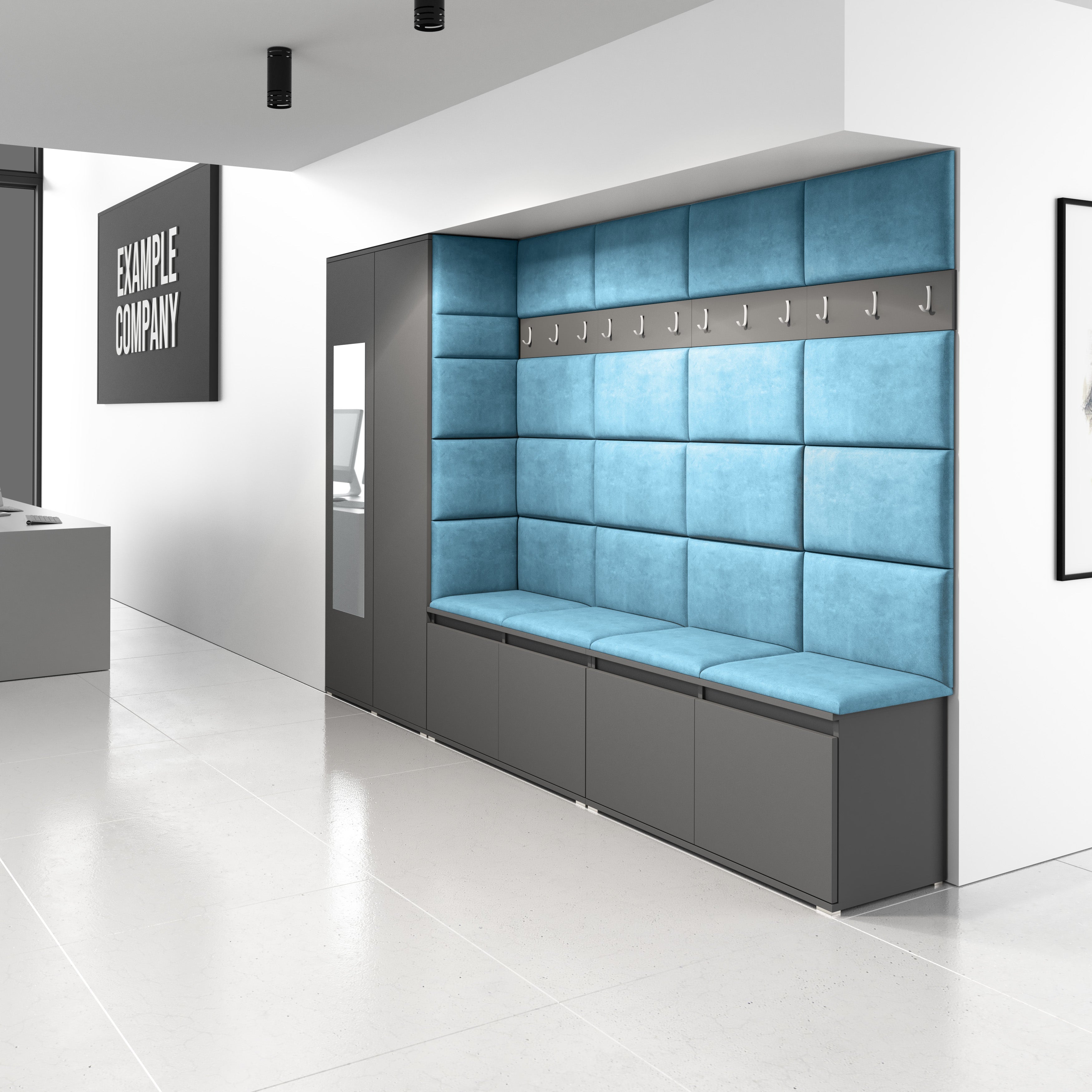 PK Emi 9 Hallway Wardrobe Graphite - Upholstered Panels in Various Colours