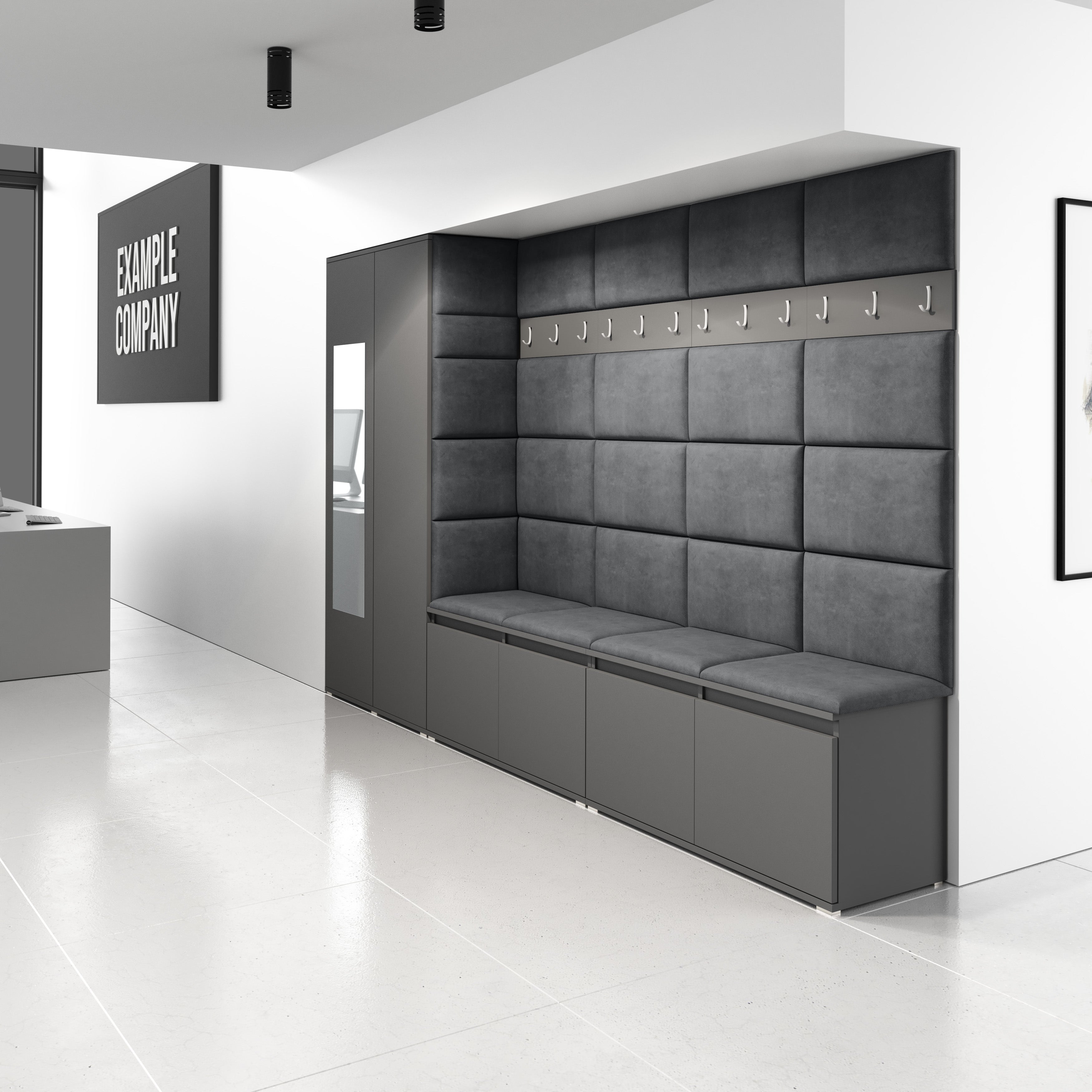 PK Emi 9 Hallway Wardrobe Graphite - Upholstered Panels in Various Colours