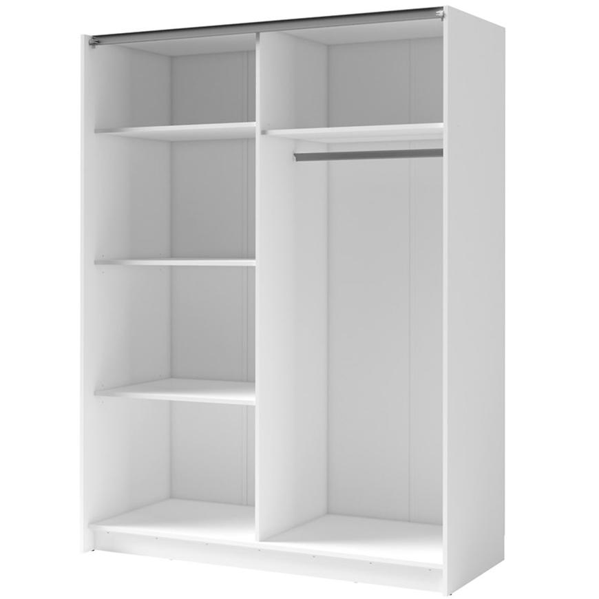 MO Gozo III White 150 cm Wardrobe with Mirror