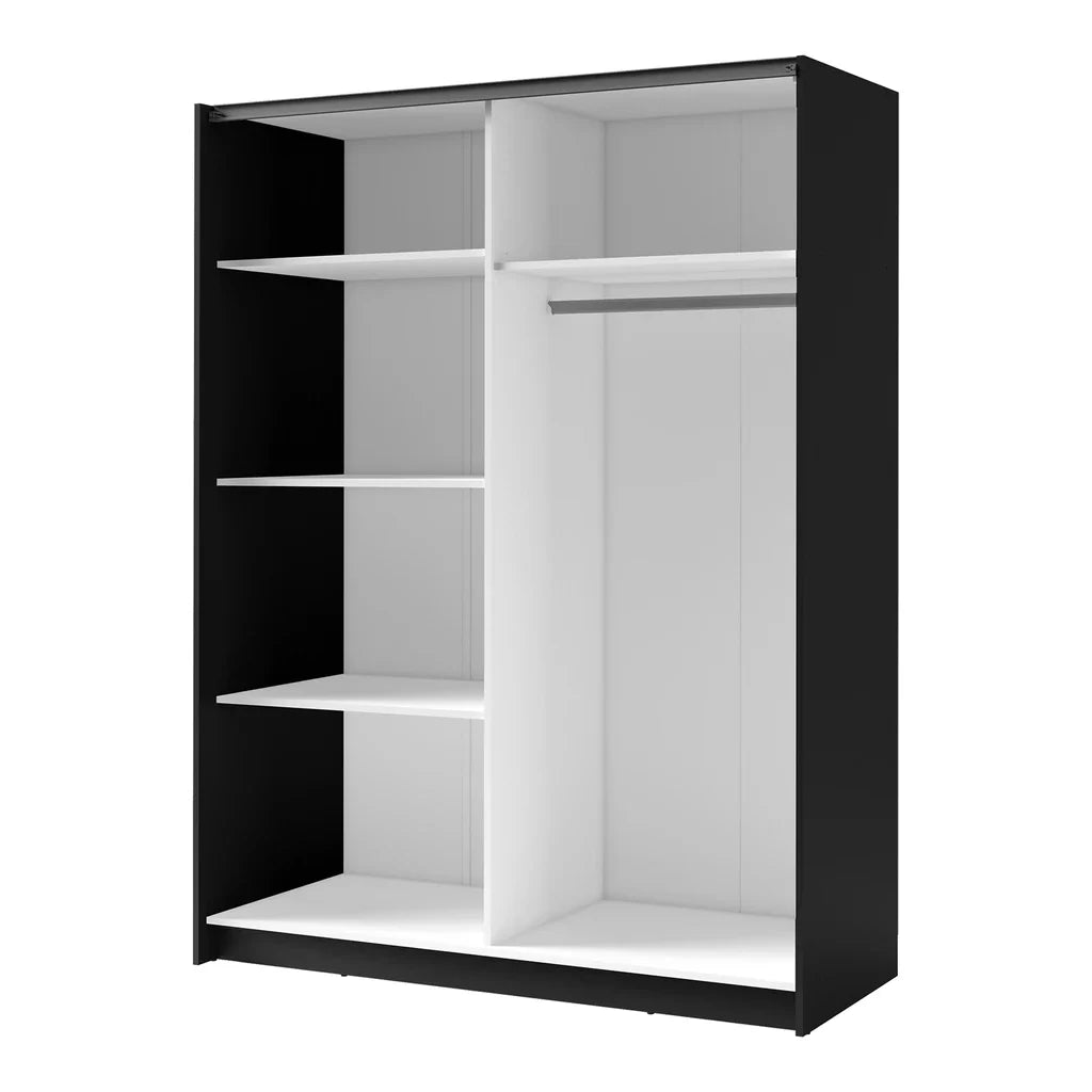 MO Dalia Black Wardrobe with Mirror – 200 cm