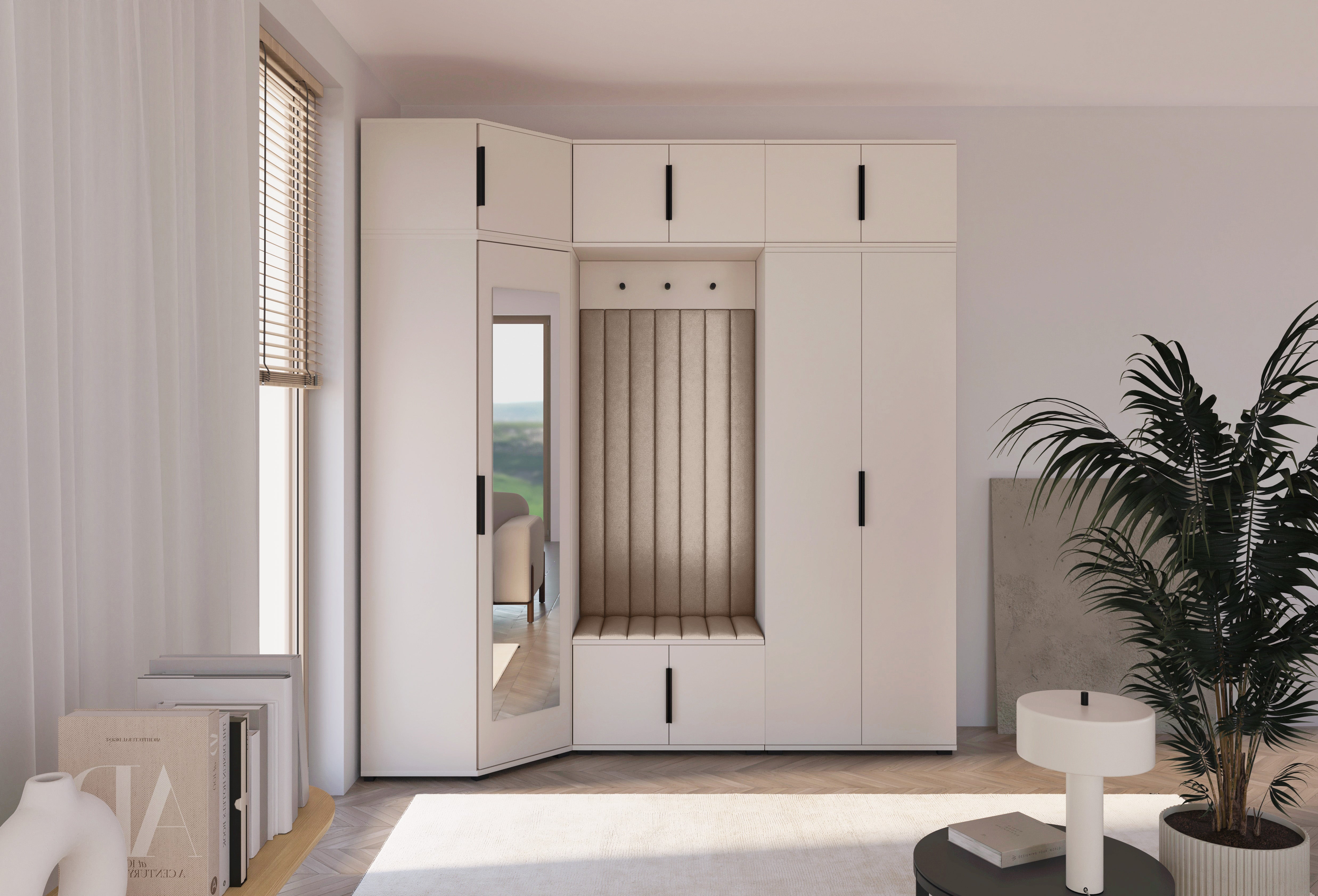 PK Bianco 24 Hallway Wardrobe Set - Upholstered Panels in Various Colours
