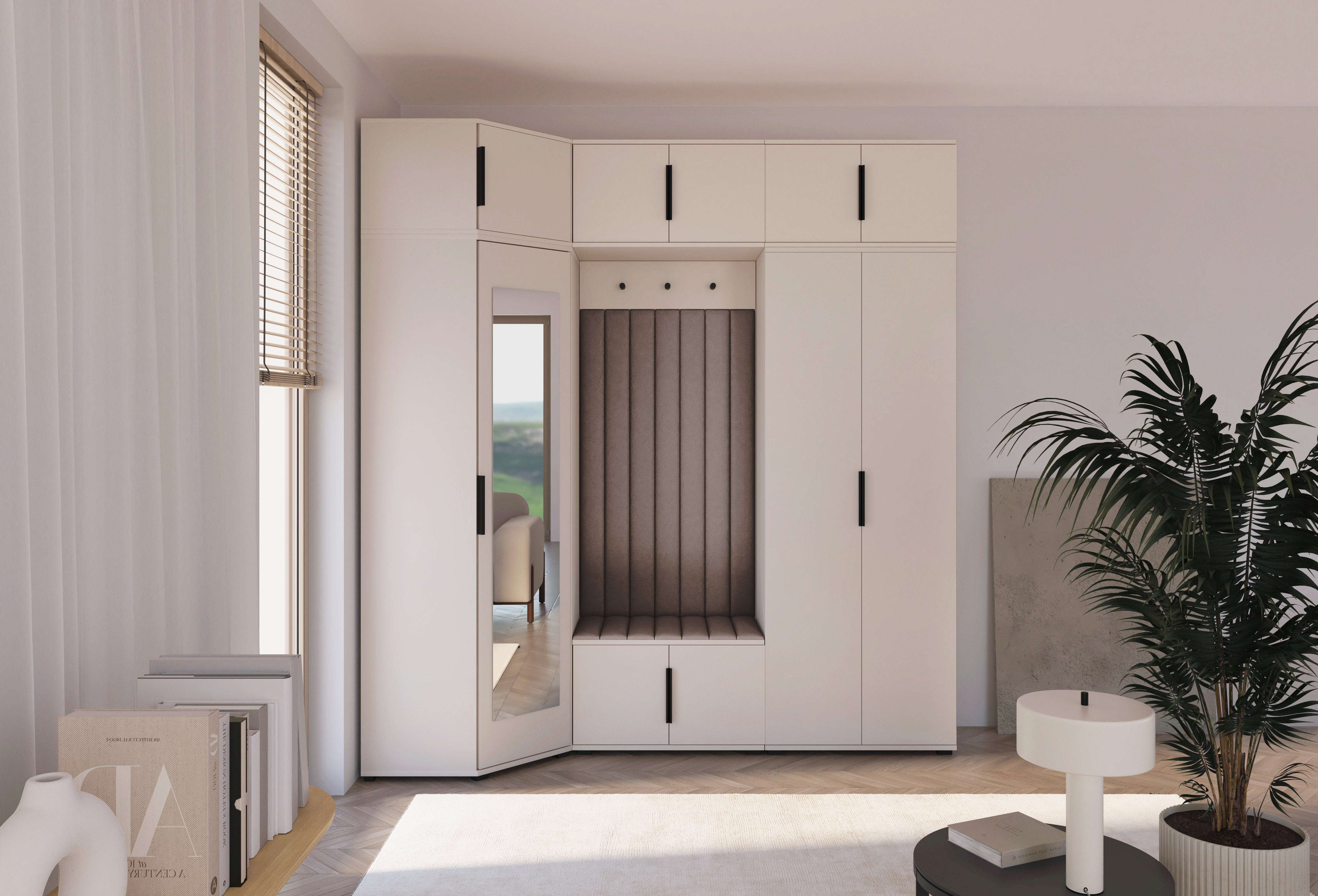 PK Bianco 24 Hallway Wardrobe Set - Upholstered Panels in Various Colours